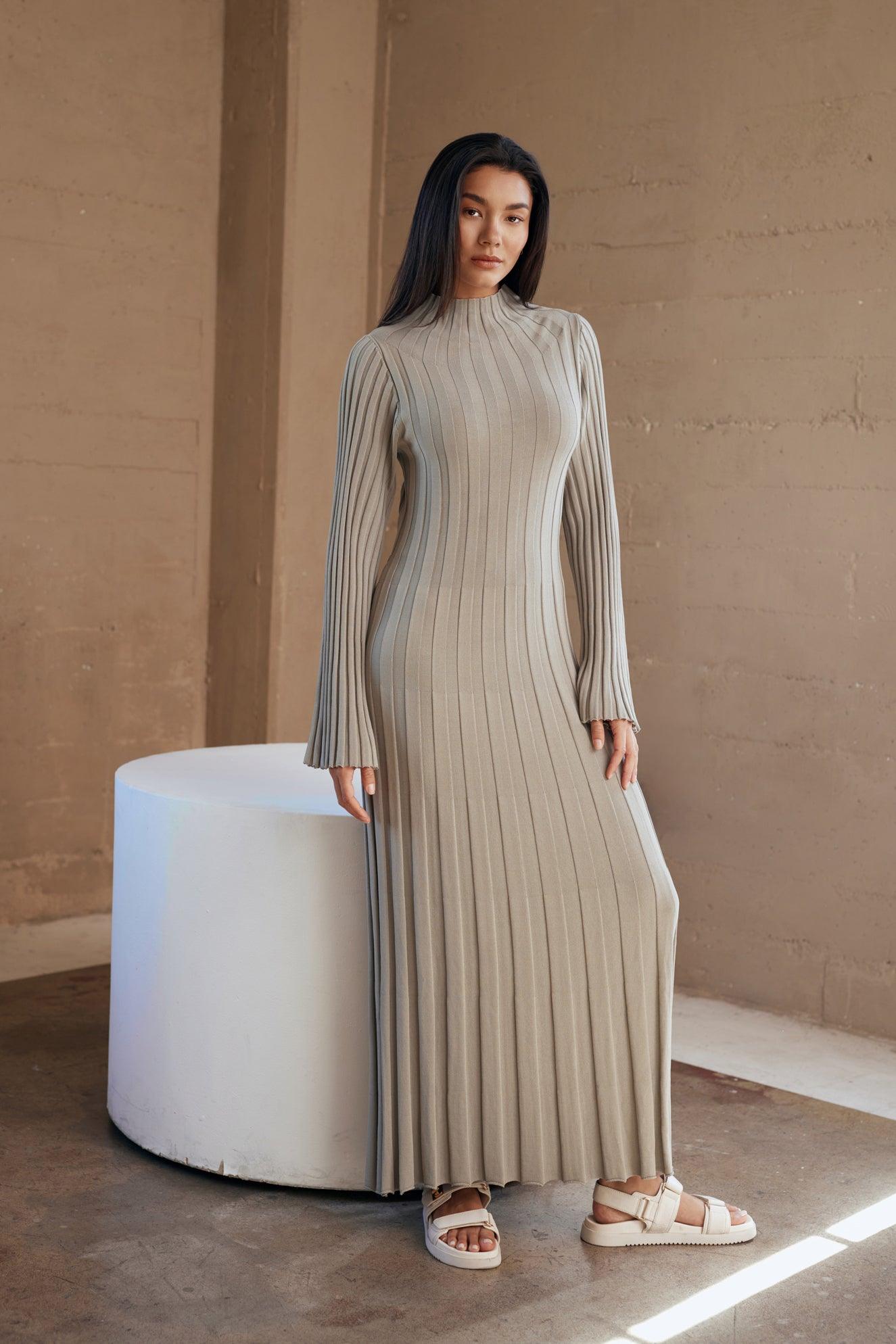 Remi Ribbed Knit Long Sleeve Maxi Dress