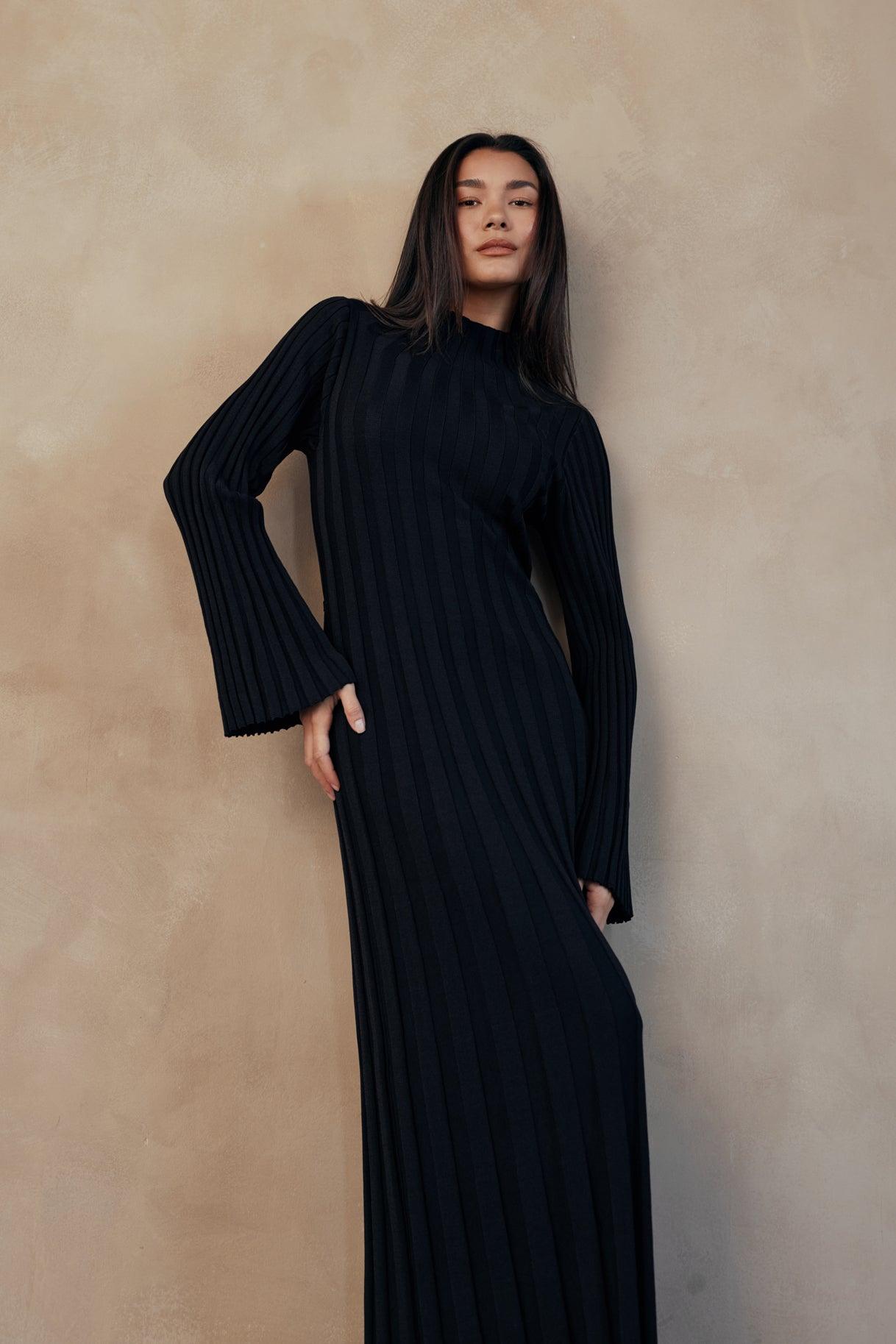 Remi Ribbed Knit Long Sleeve Maxi Dress