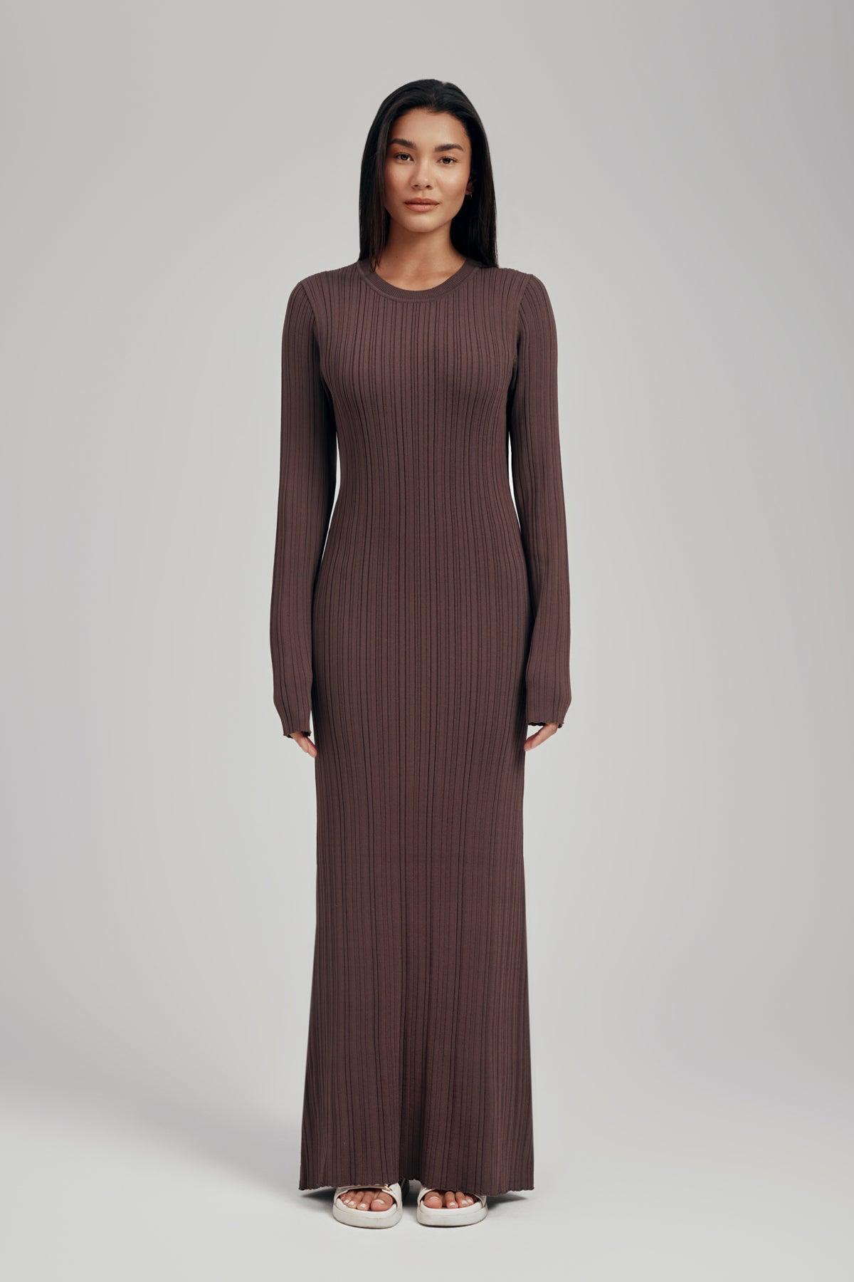 Ezra Long Sleeve Ribbed Knit Maxi Dress