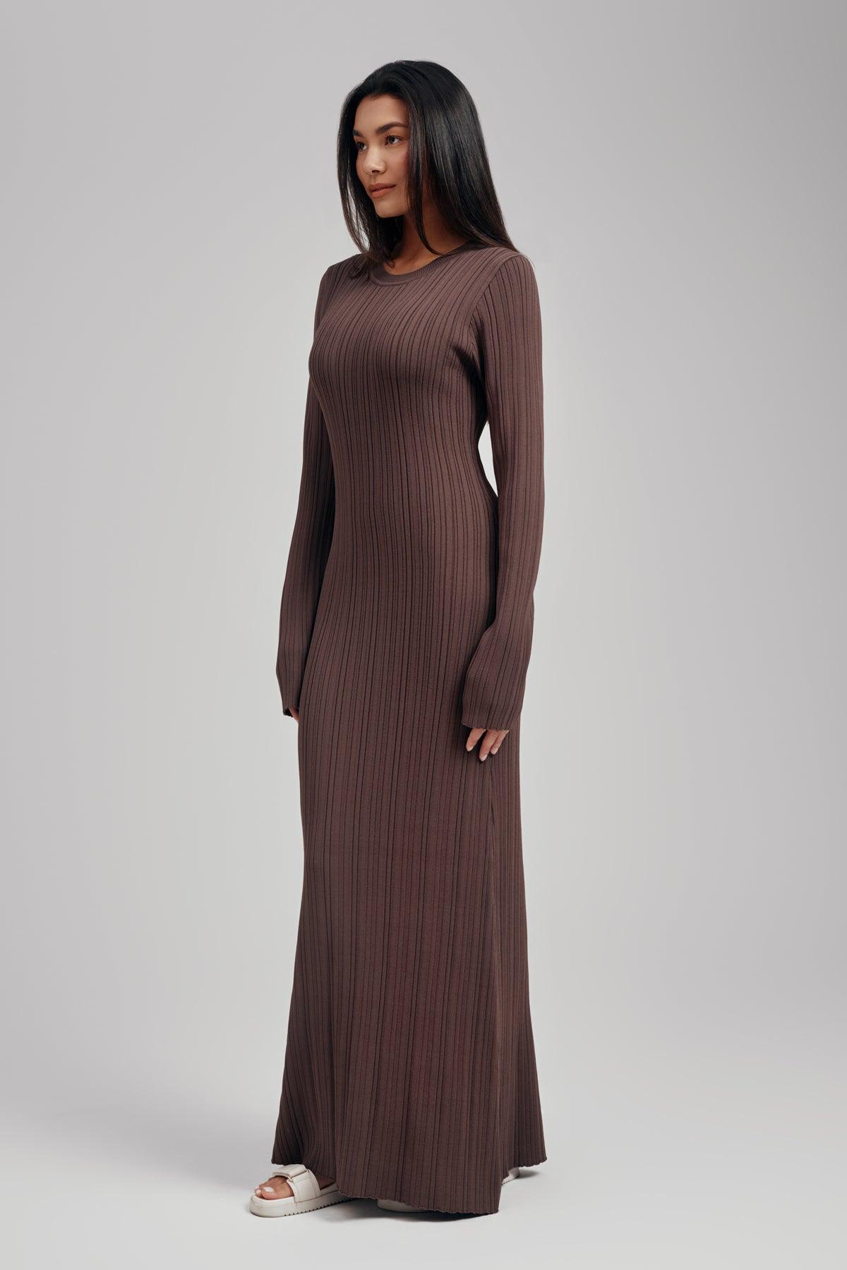 Ezra Long Sleeve Ribbed Knit Maxi Dress