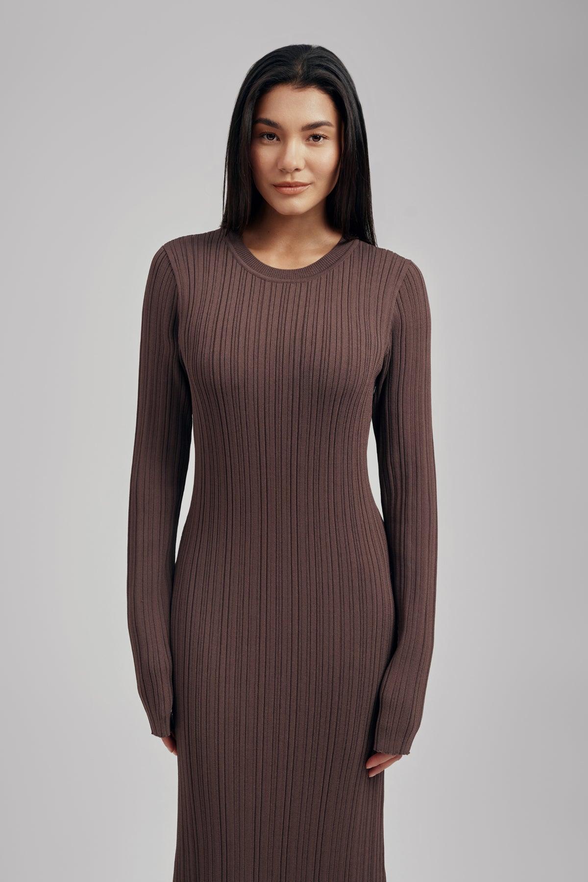 Ezra Long Sleeve Ribbed Knit Maxi Dress