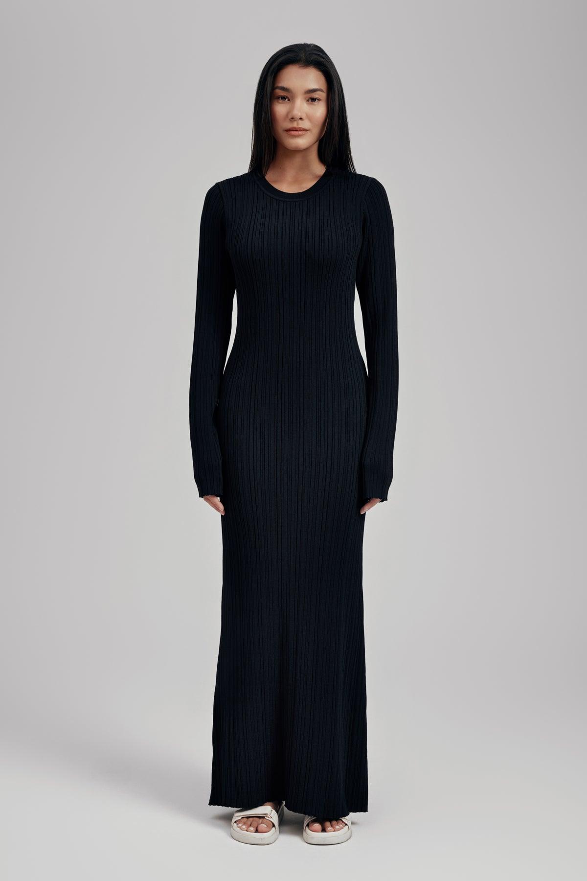 Ezra Long Sleeve Ribbed Knit Maxi Dress