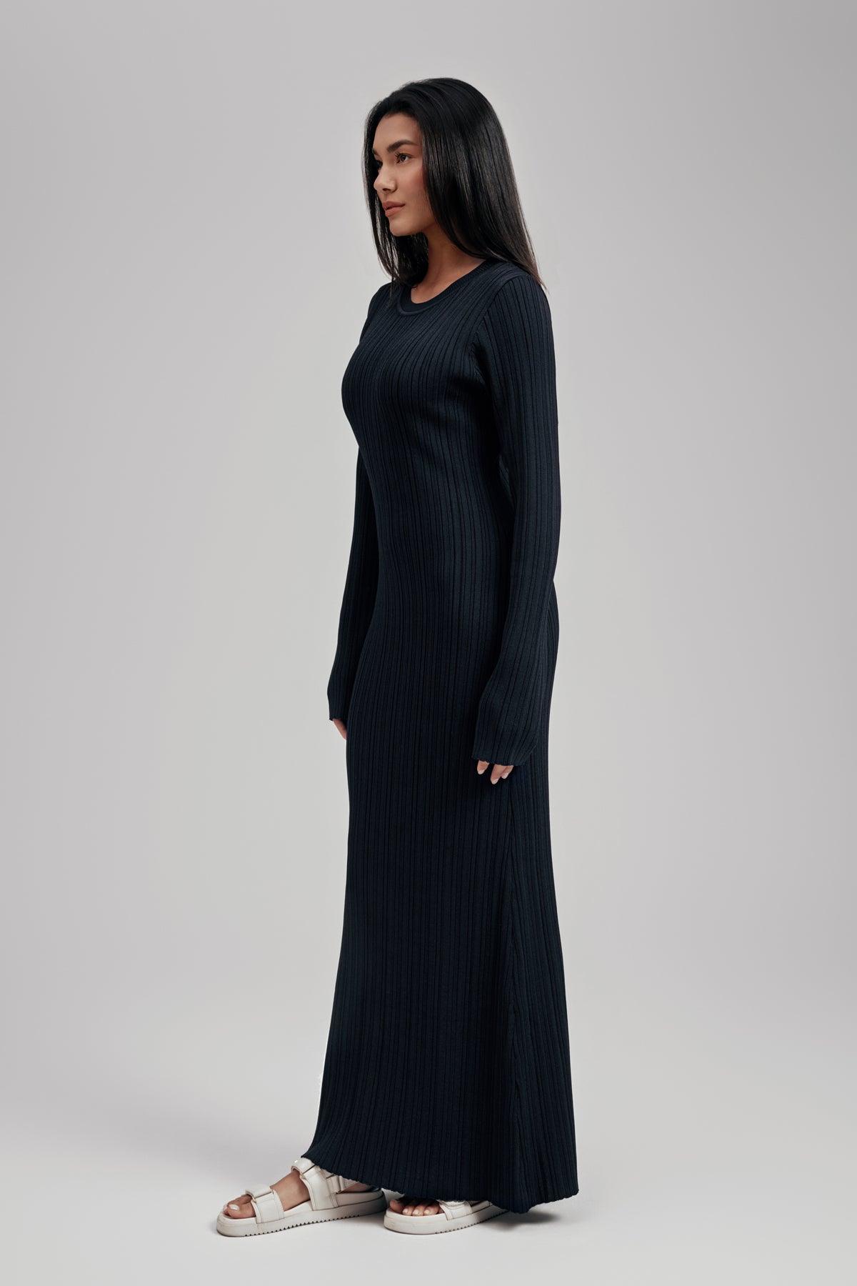 Ezra Long Sleeve Ribbed Knit Maxi Dress