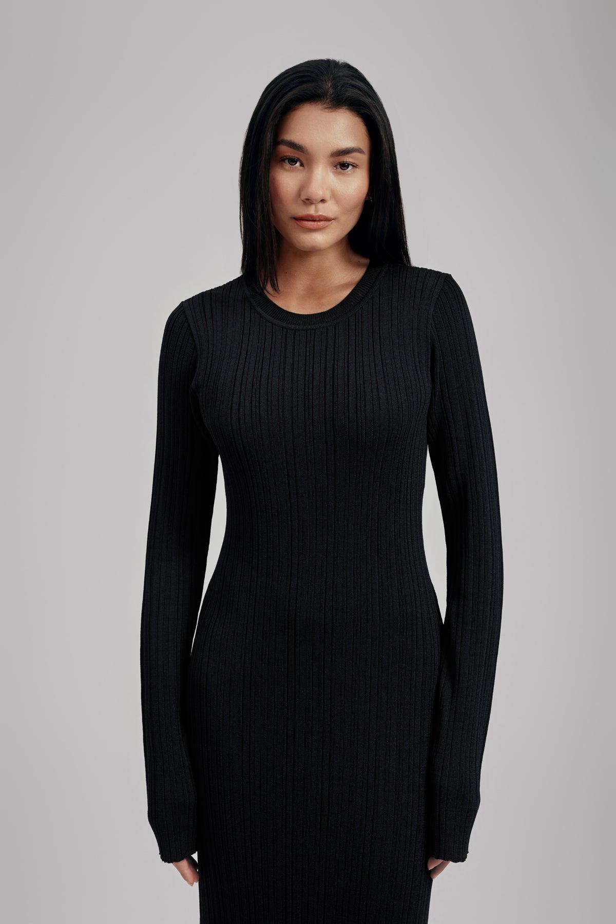 Ezra Long Sleeve Ribbed Knit Maxi Dress