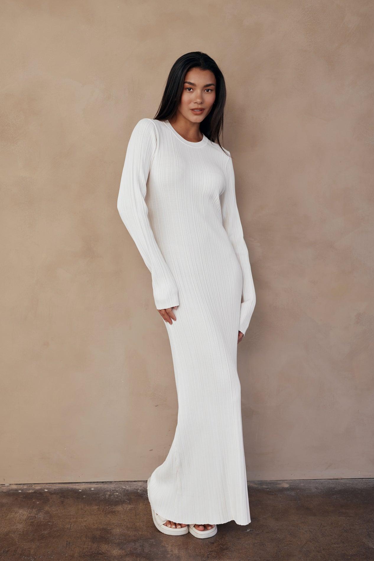 Ezra Long Sleeve Ribbed Knit Maxi Dress