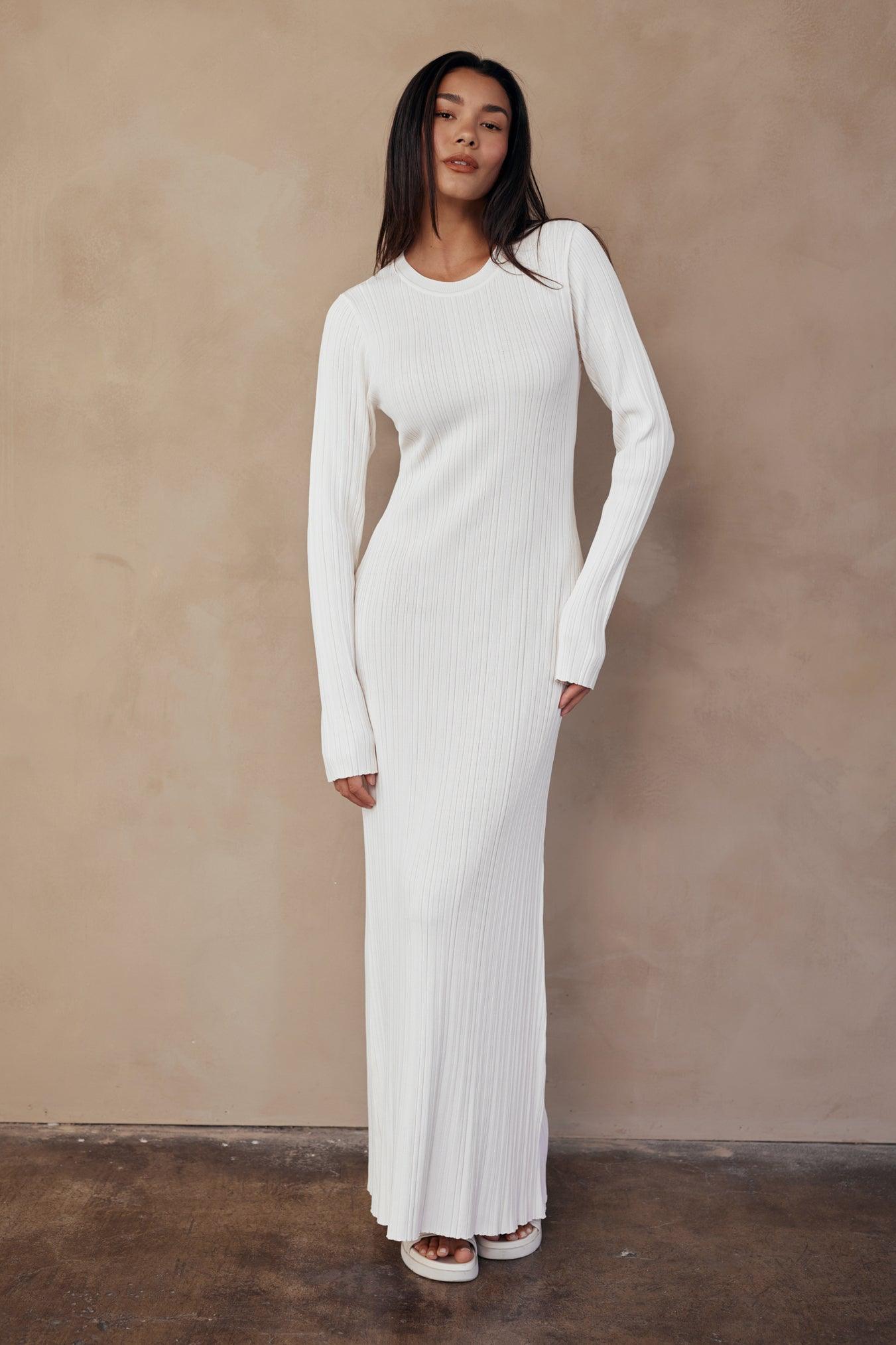 Ezra Long Sleeve Ribbed Knit Maxi Dress