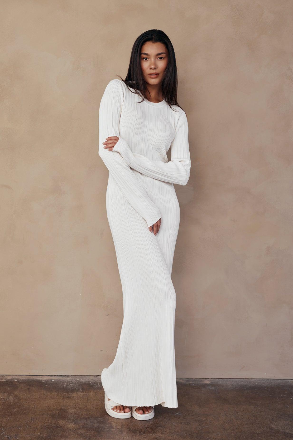 Ezra Long Sleeve Ribbed Knit Maxi Dress