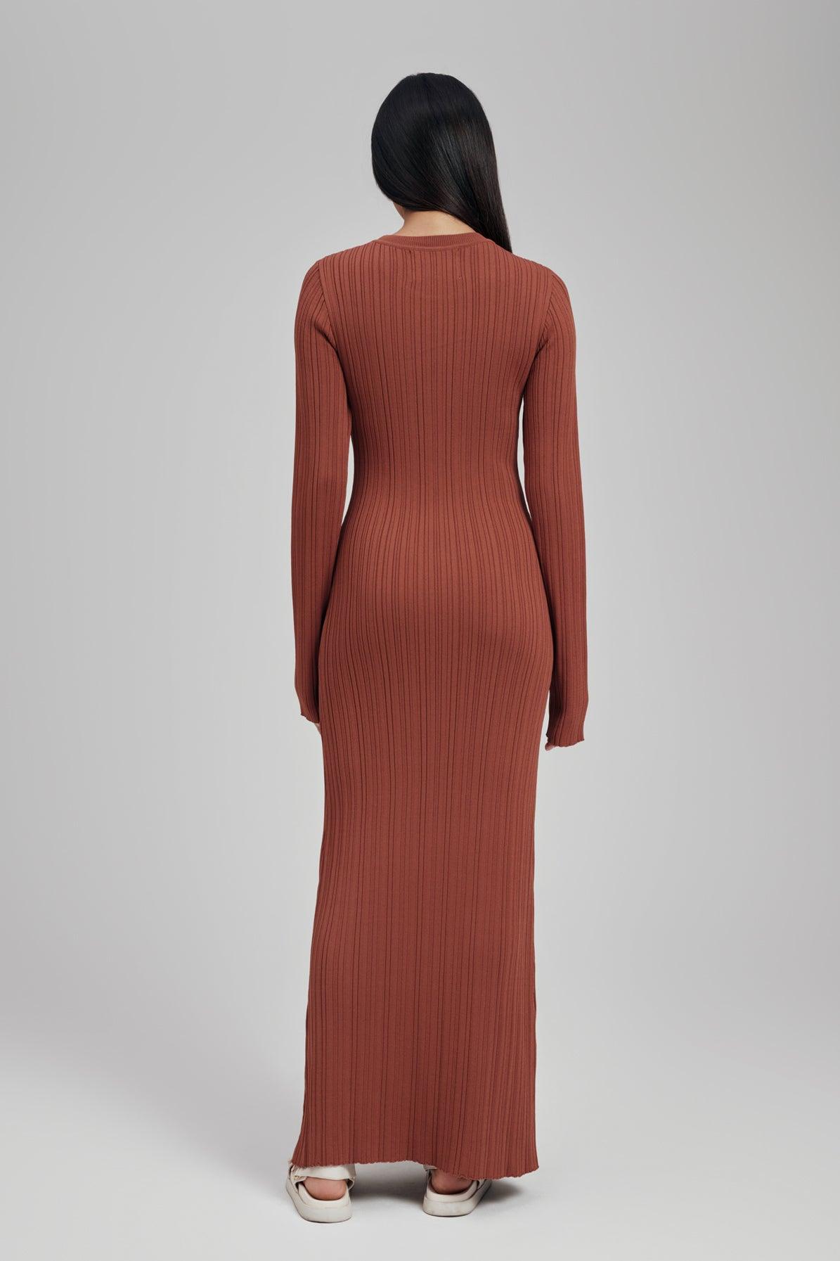 Ezra Long Sleeve Ribbed Knit Maxi Dress