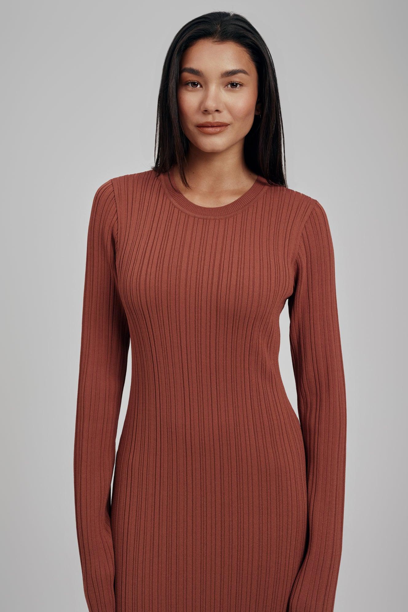 Ezra Long Sleeve Ribbed Knit Maxi Dress