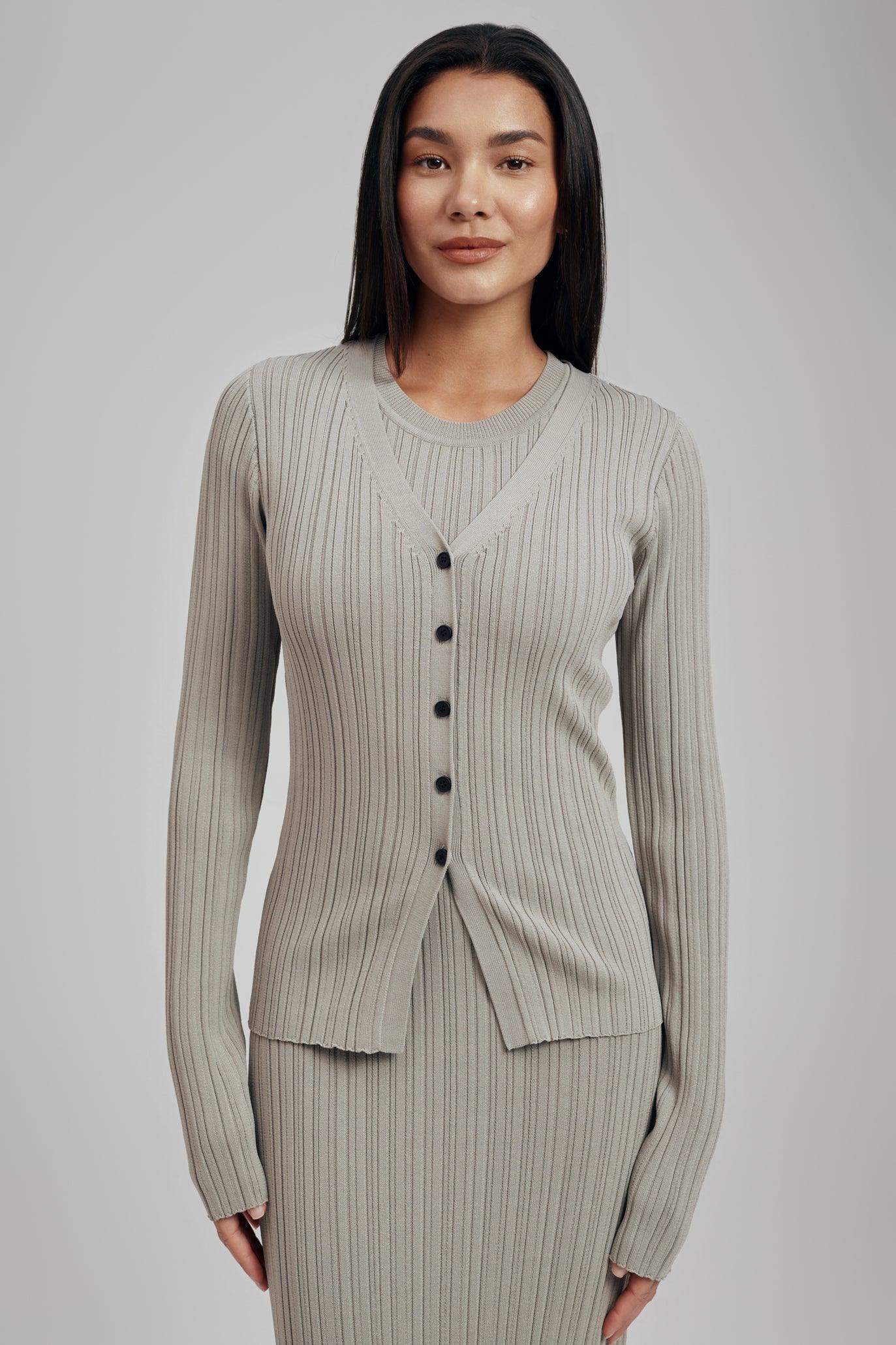 Ezra Long Sleeve Ribbed Knit Cardigan