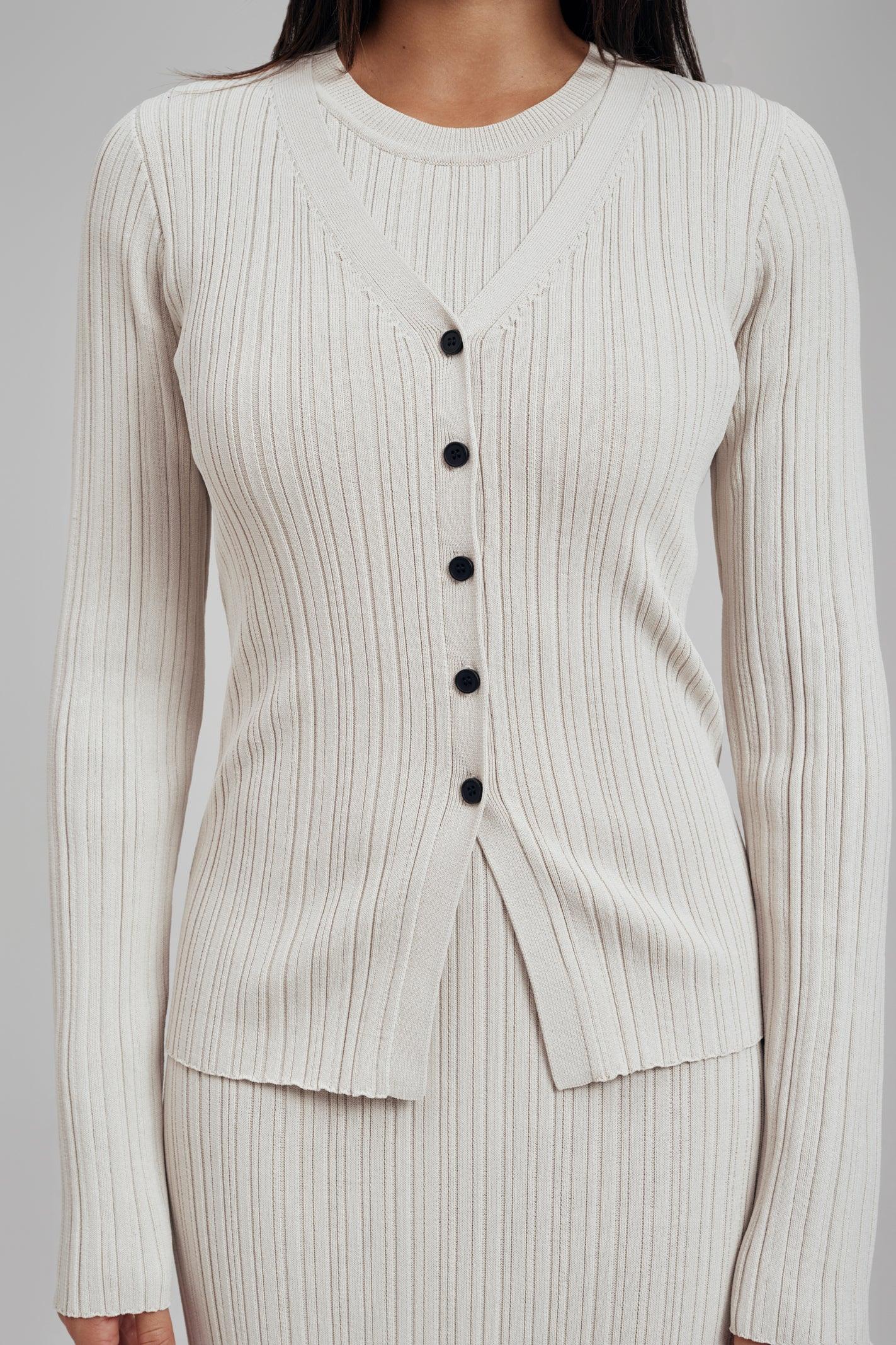 Ezra Long Sleeve Ribbed Knit Cardigan