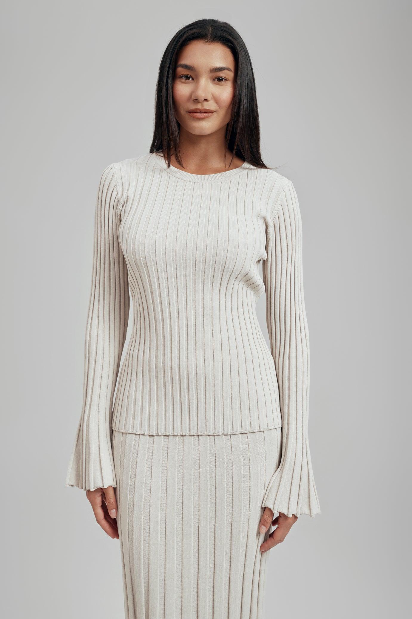 Luna Ribbed Knit Long Sleeve Top