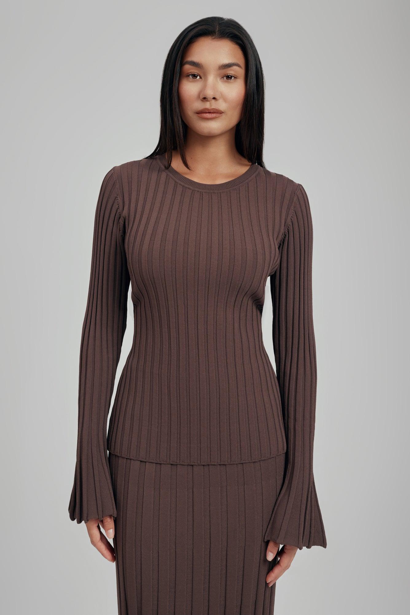 Luna Ribbed Knit Long Sleeve Top