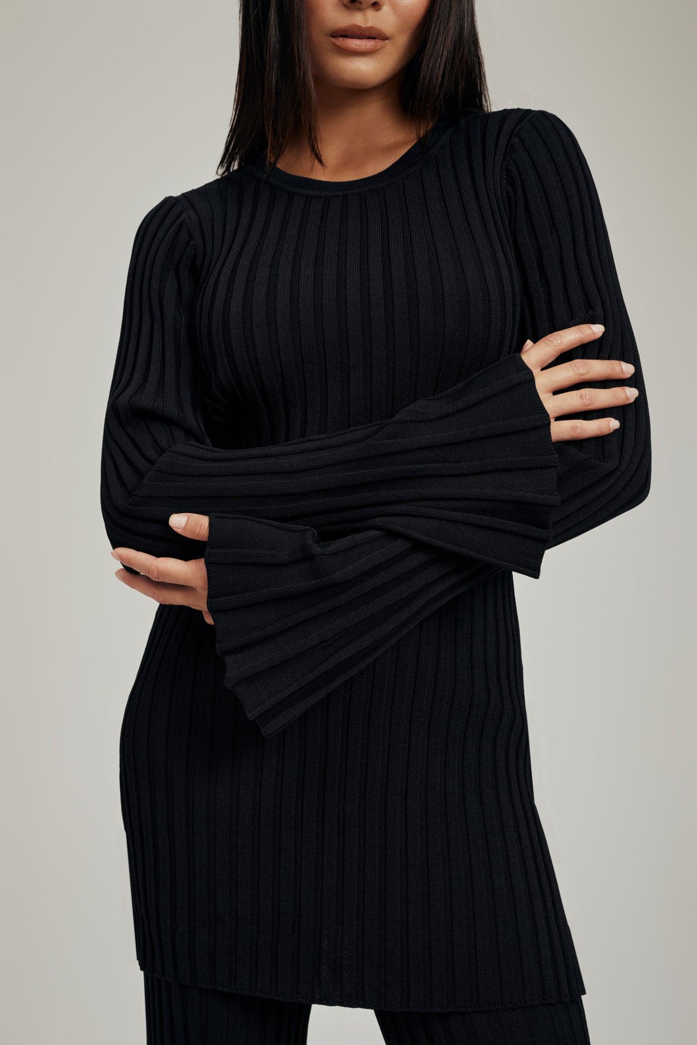 Luna Ribbed Knit Slit Top