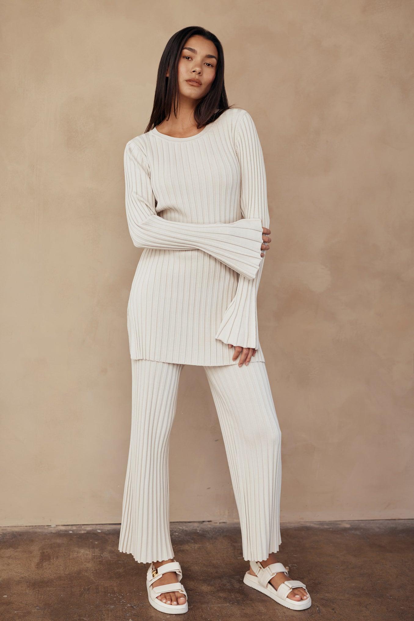 Luna Ribbed Knit Wide Leg Pant