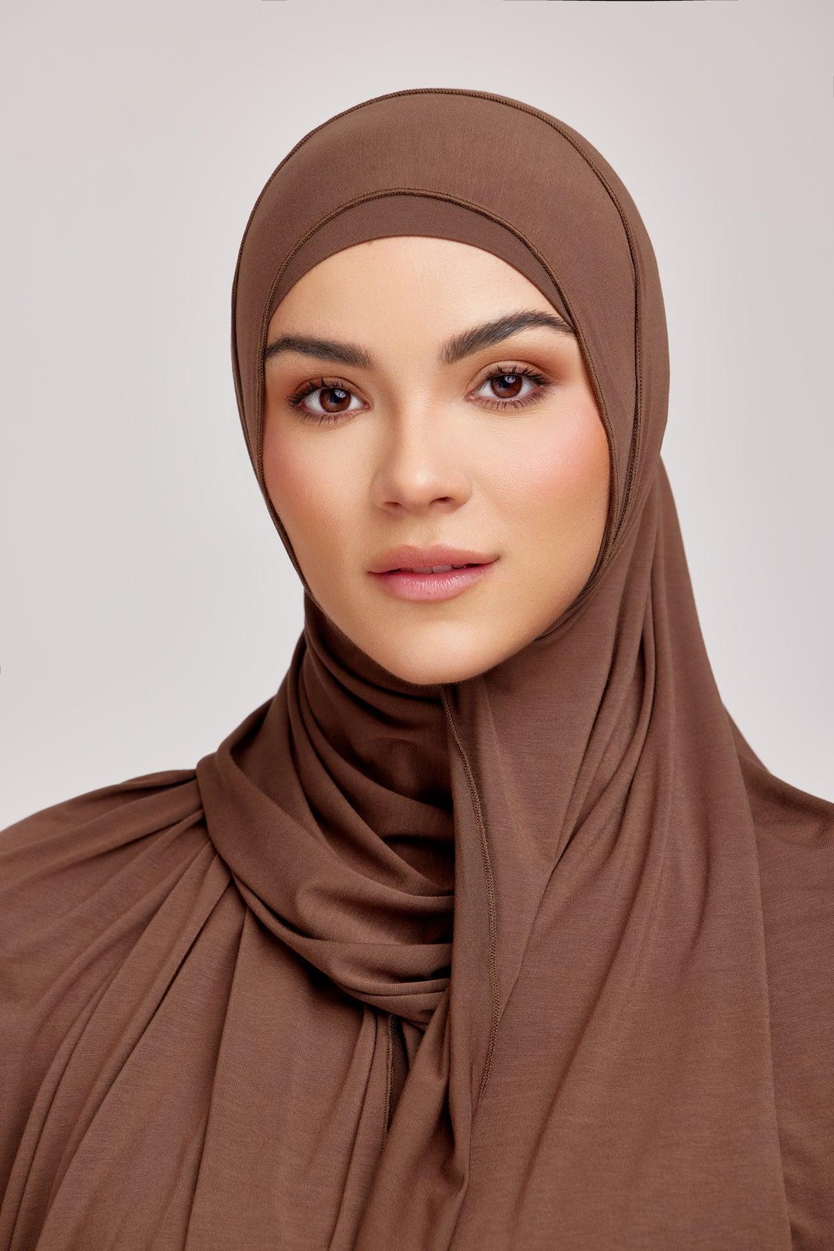 OEKO-TEX™ Bamboo Jersey Hijab Set - Bark Brown