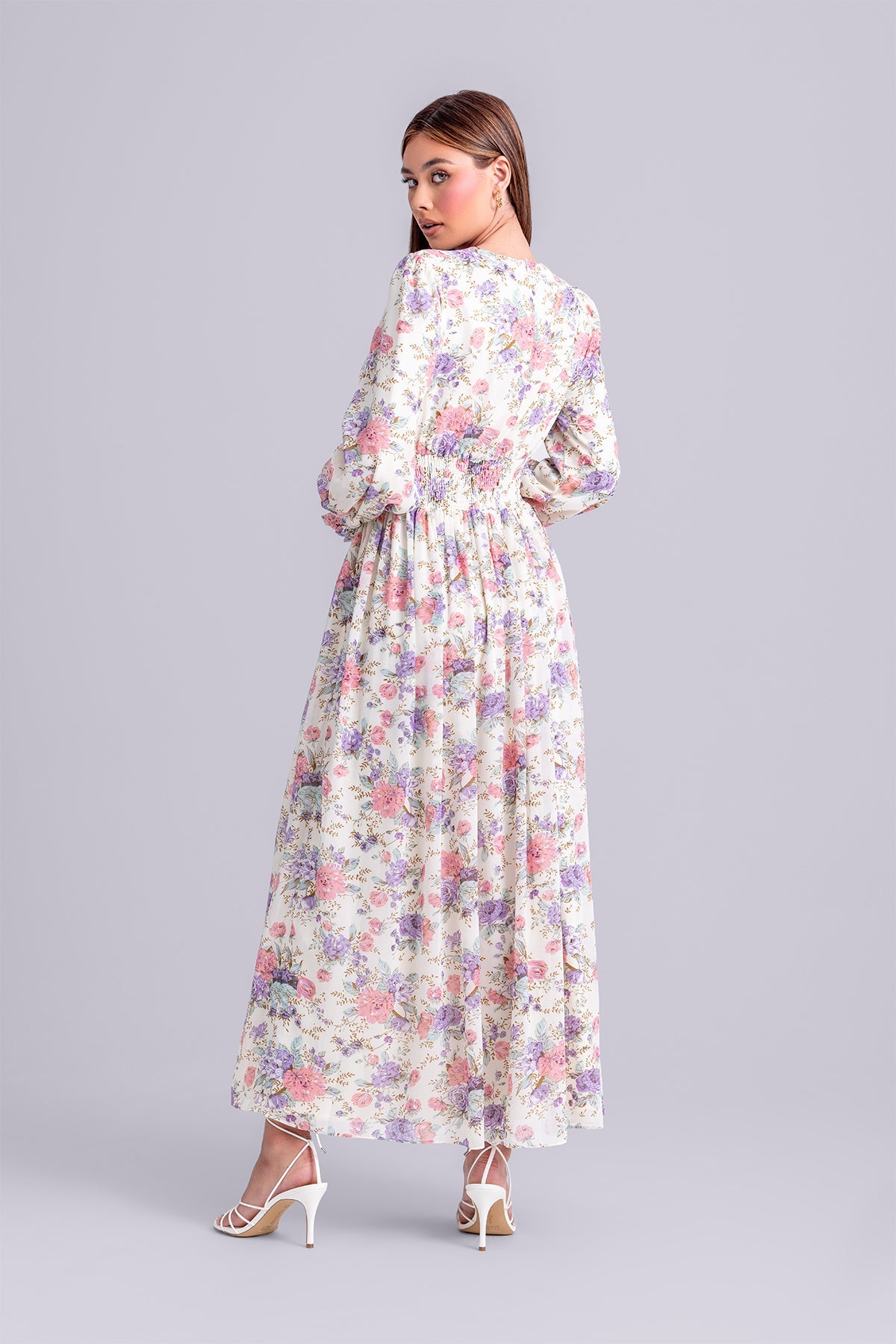 Esra Floral Smocked Maxi Dress- Floral Heaven