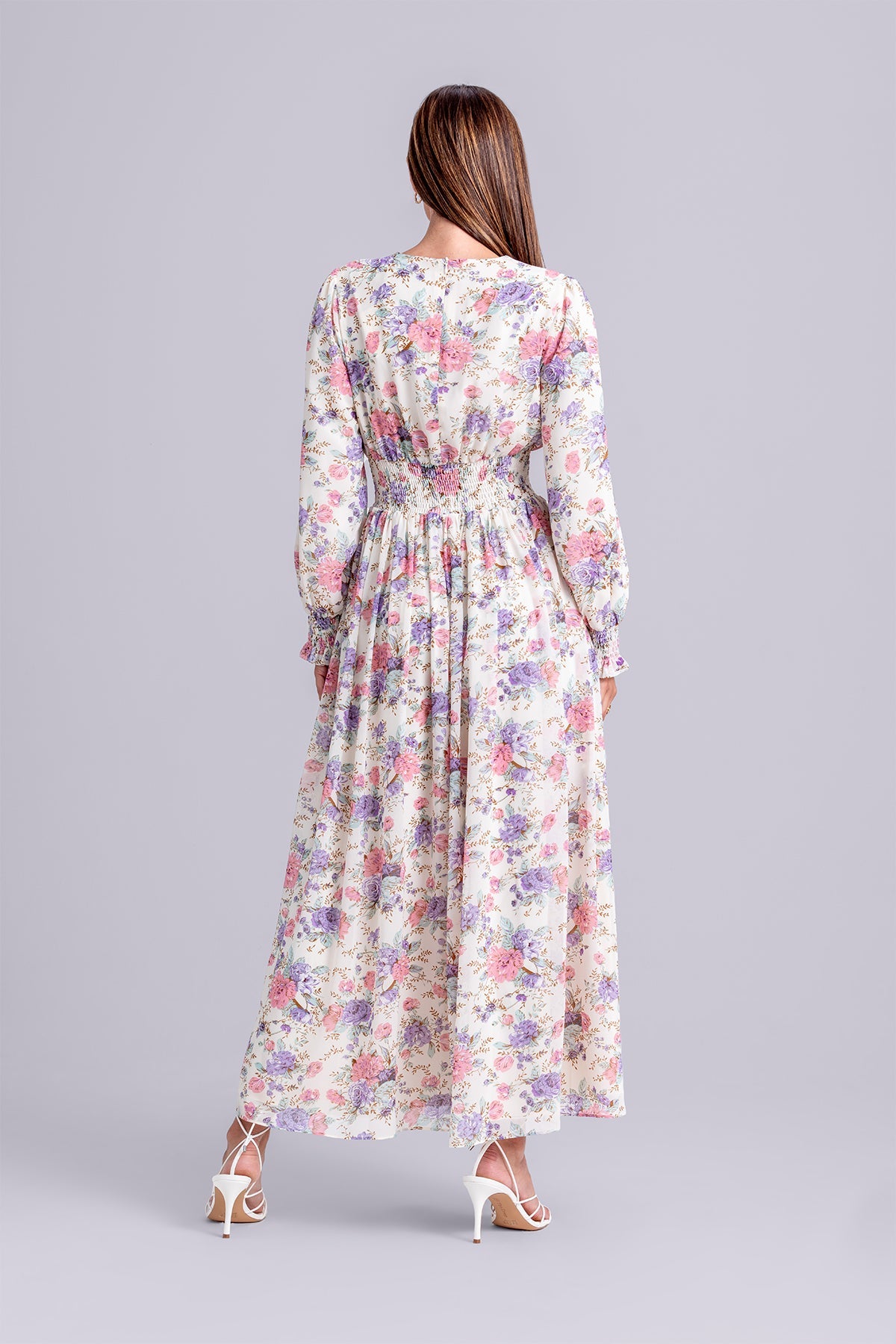 Esra Floral Smocked Maxi Dress- Floral Heaven