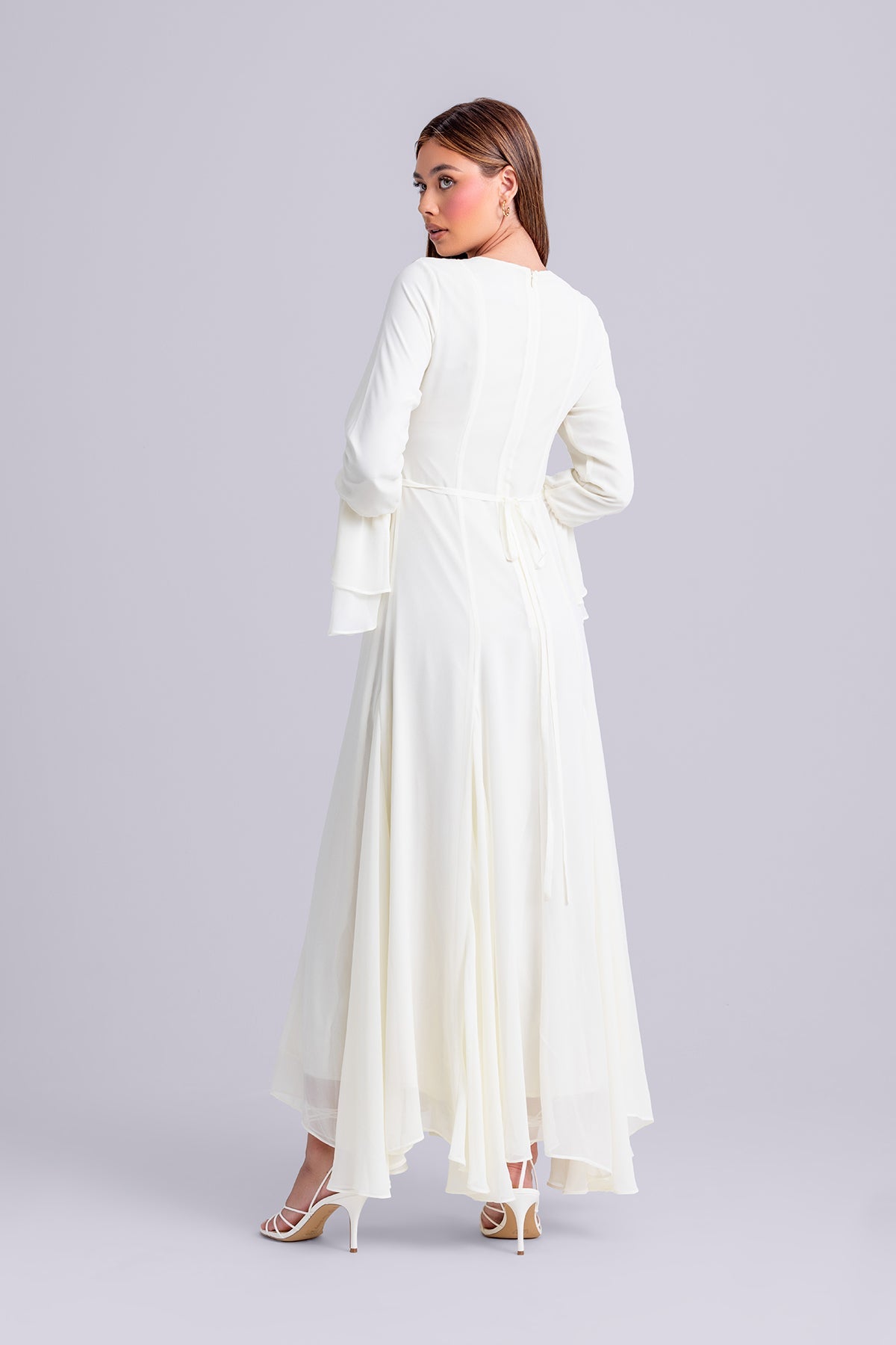 Dana Chiffon Ruffle Maxi Dress- Ivory