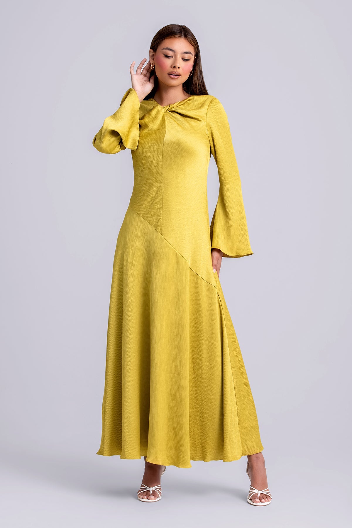 Irva Long Sleeve Maxi Dress- Moss