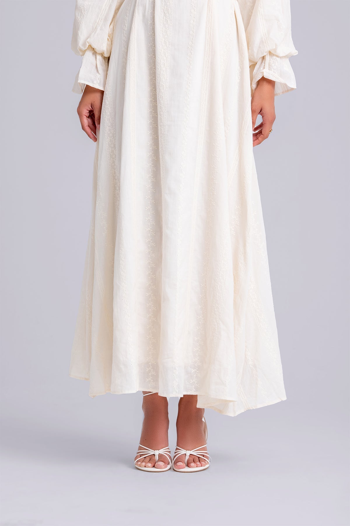 Naya Long Sleeve Tie Waist Maxi Dress- Cream