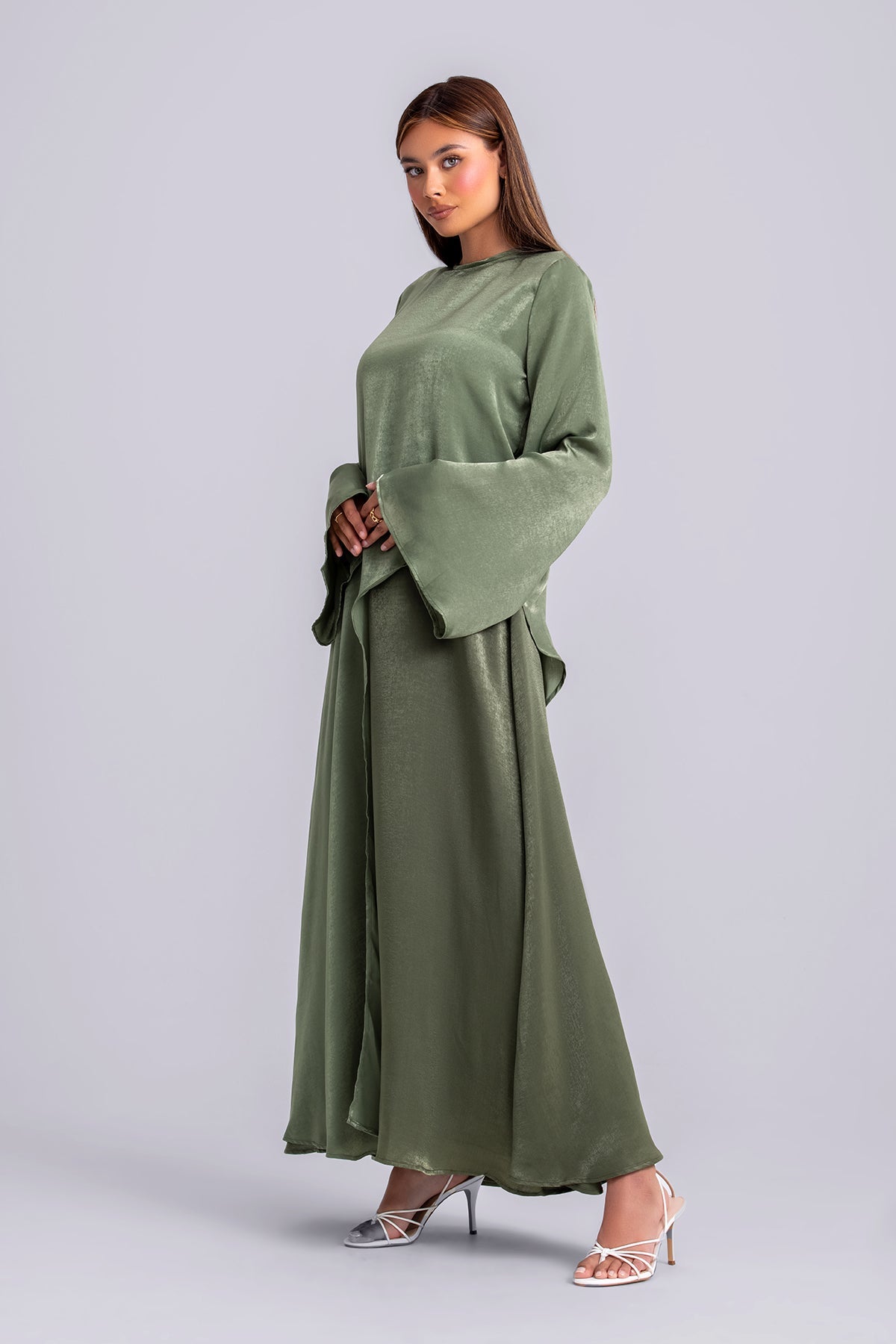 Zahra Two Piece Abaya Set- Forest Green