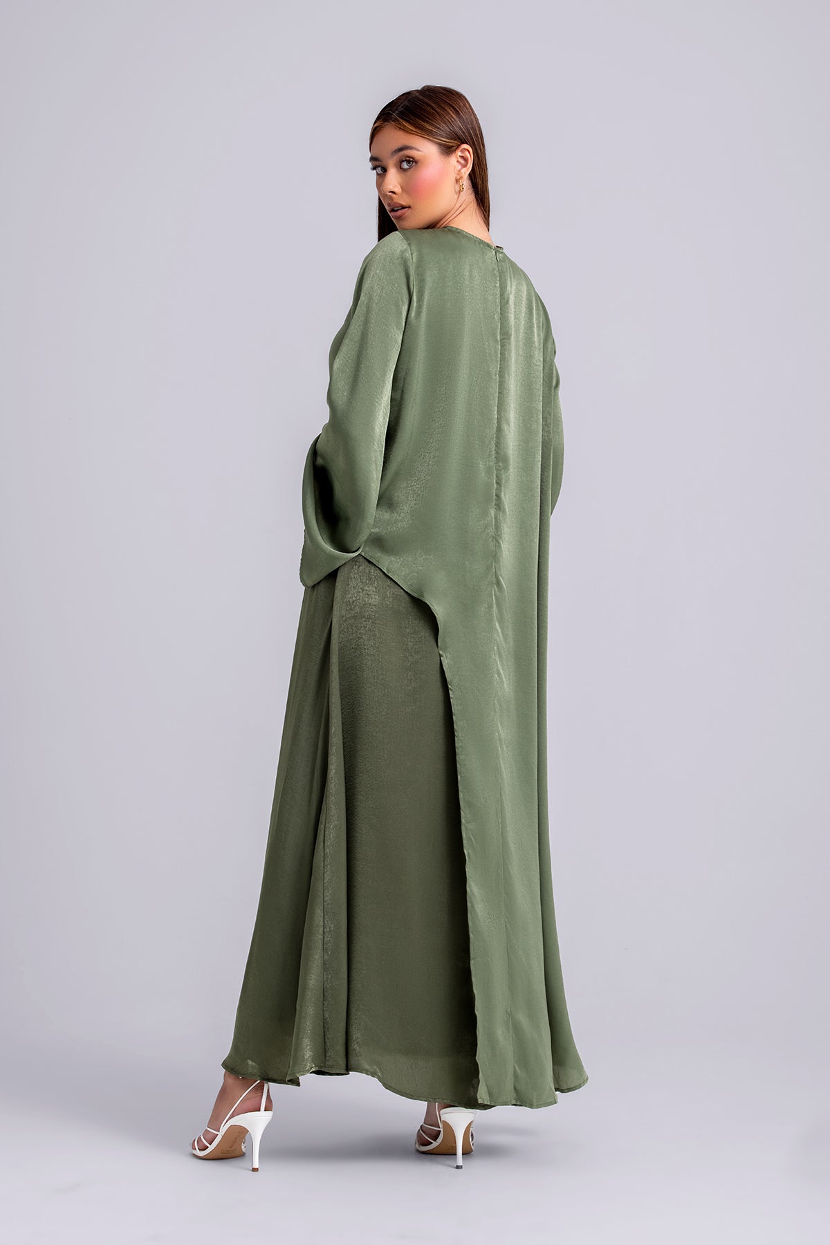 Zahra Two Piece Abaya Set- Forest Green