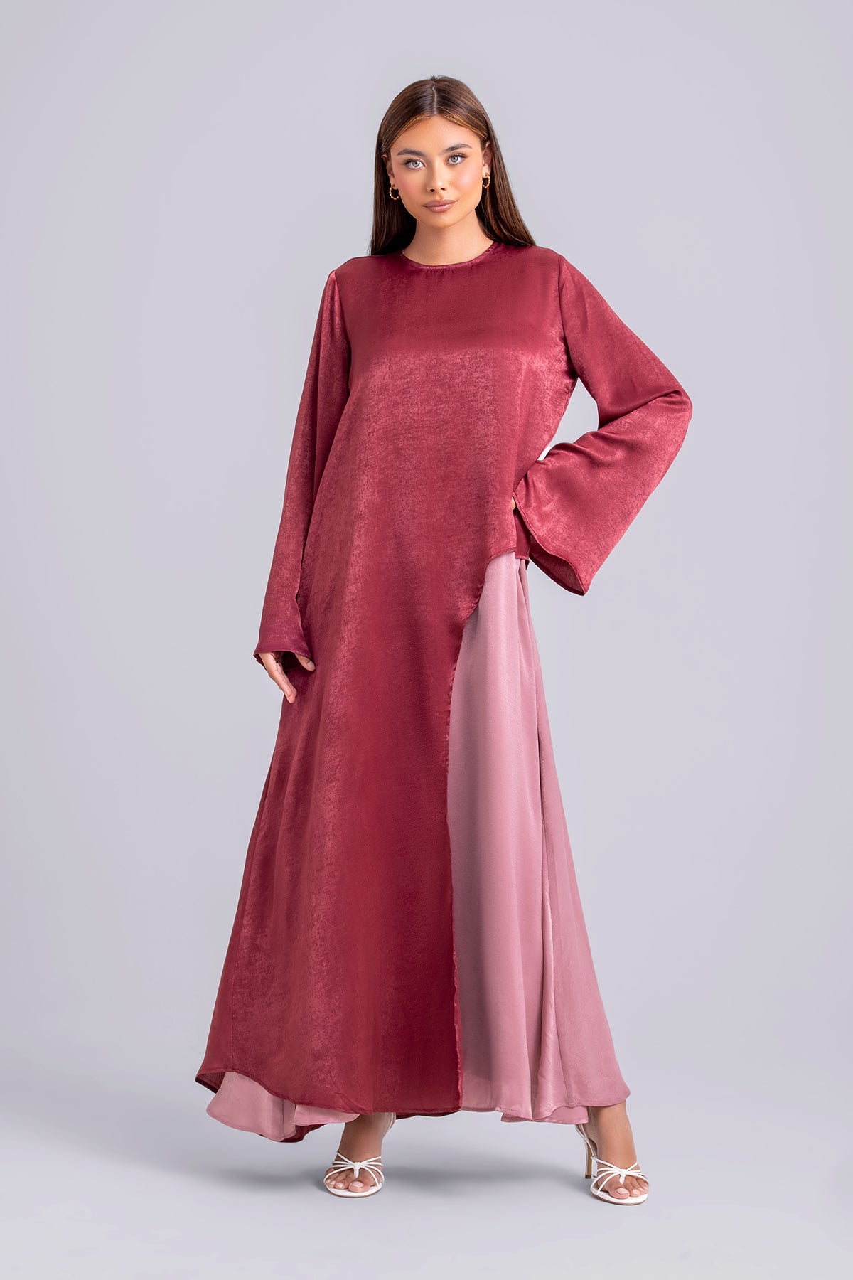 Zahra Two Piece Abaya Set- Maroon Spice