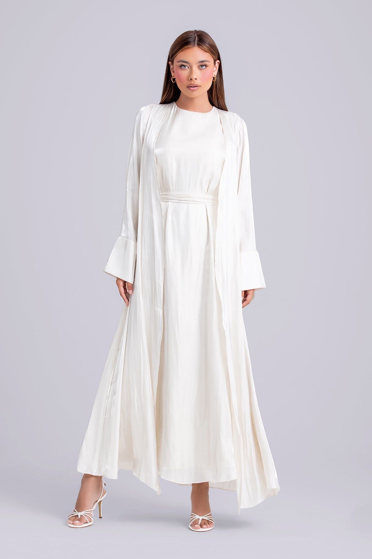 Nora Two Piece Abaya Set- Ivory