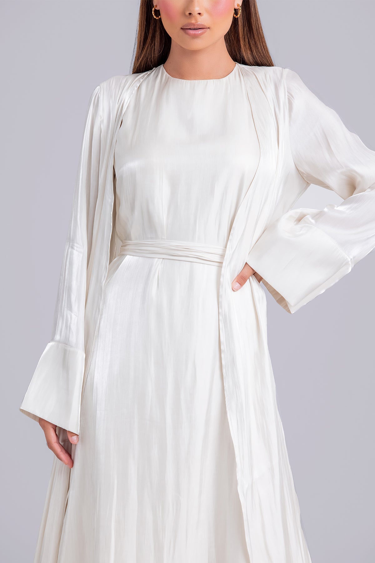 Nora Two Piece Abaya Set- Ivory