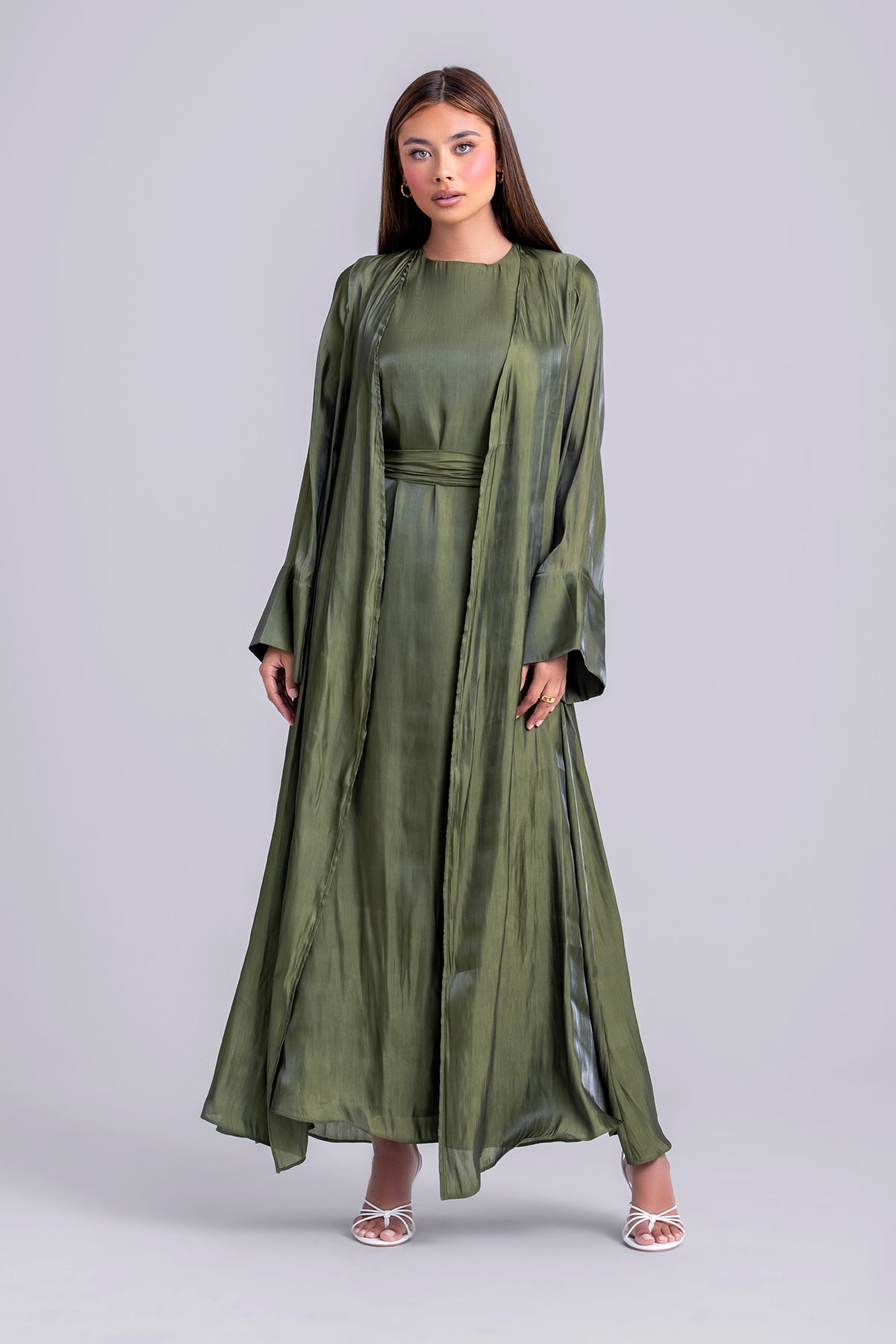 Nora Two Piece Abaya Set- Moss