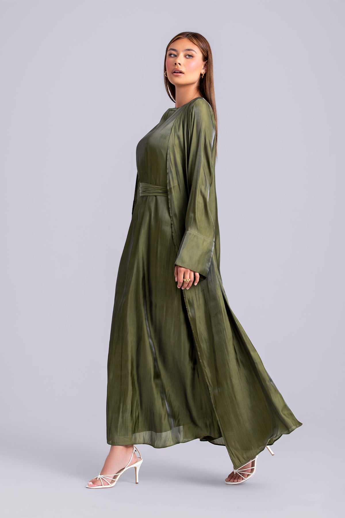 Nora Two Piece Abaya Set- Moss