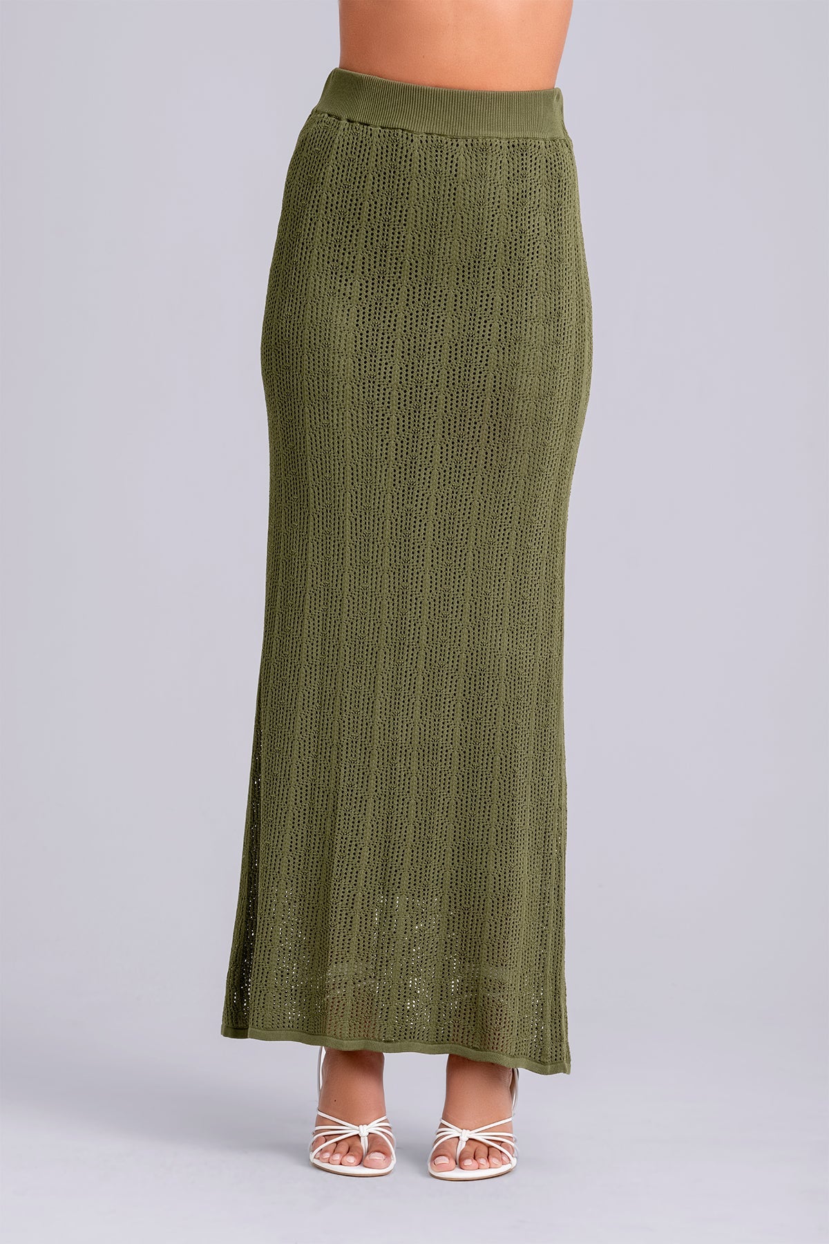 Oula Crochet Top & Maxi Skirt Set- Olive