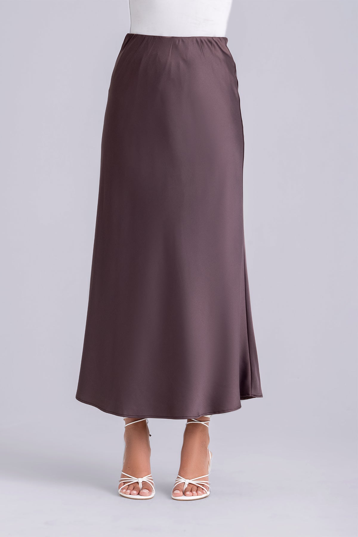 Layan Satin Top and Maxi Skirt Set- Chestnut