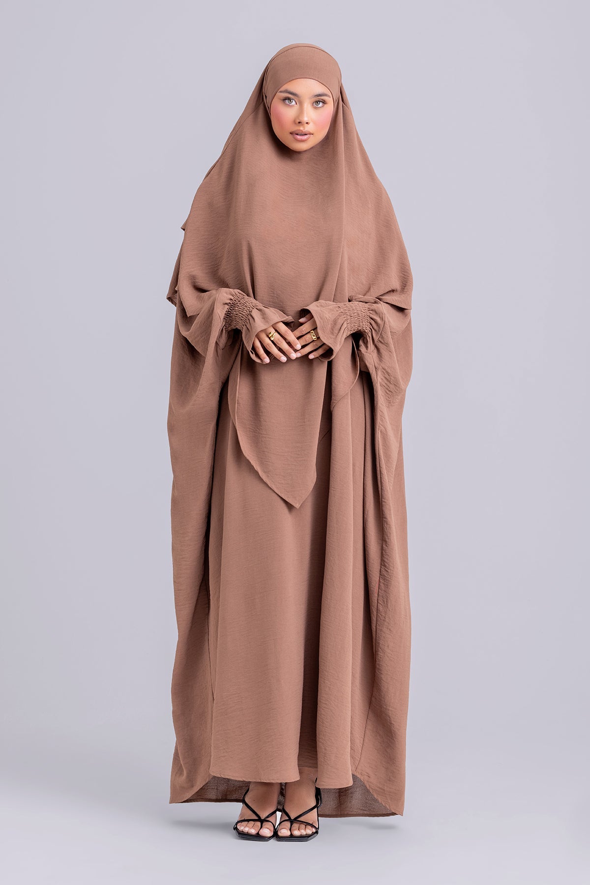 Abir Jilbab and Khimar Matching Set- Caramel