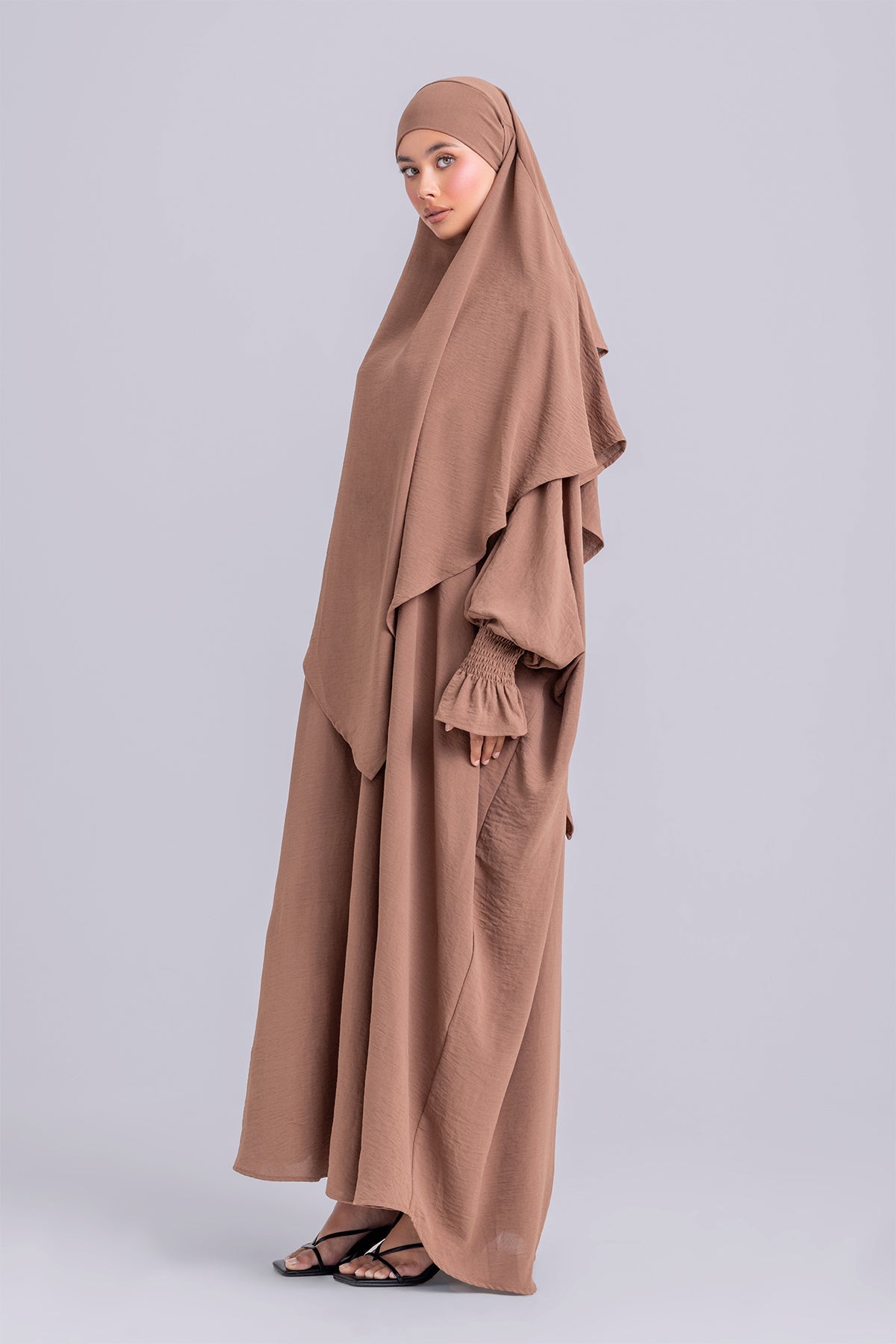 Abir Jilbab and Khimar Matching Set- Caramel