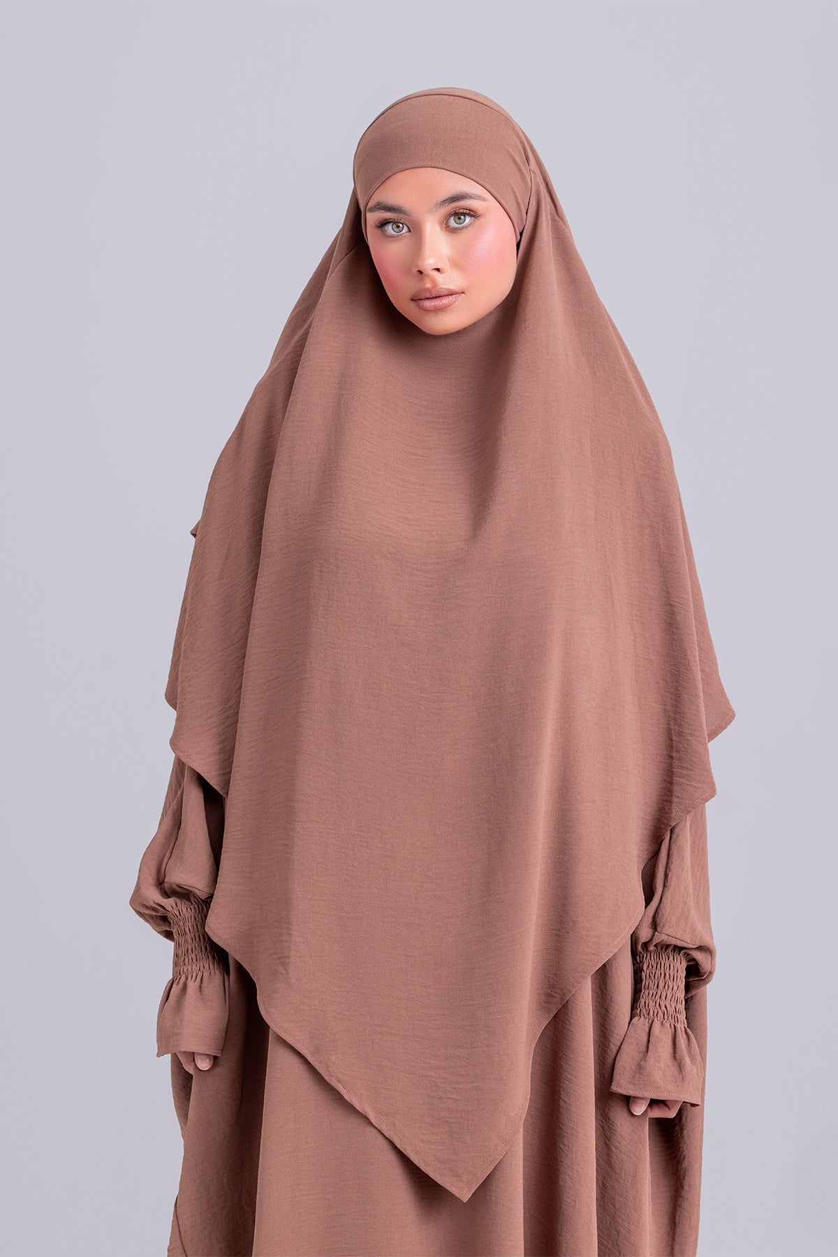 Abir Jilbab and Khimar Matching Set- Caramel