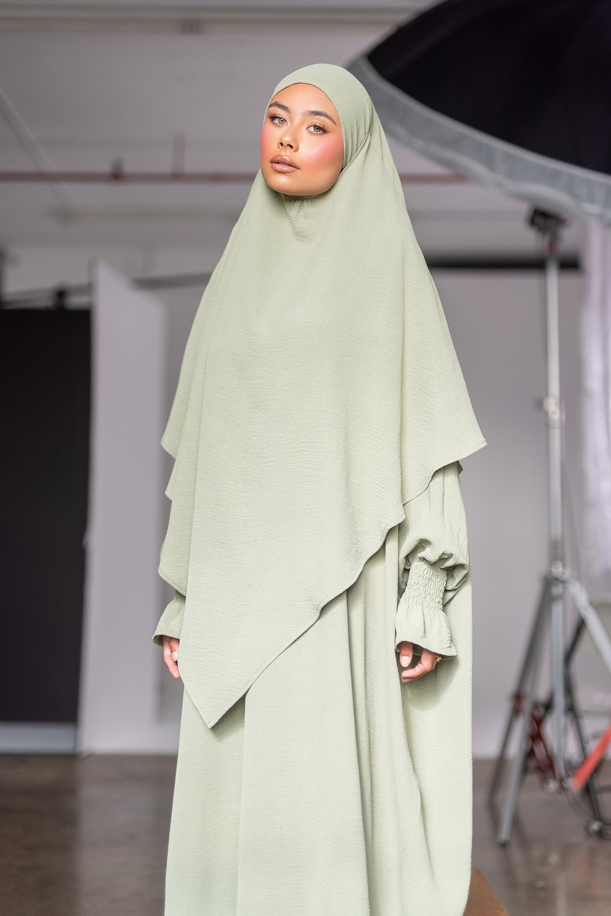 Abir Jilbab and Khimar Matching Set- Sage