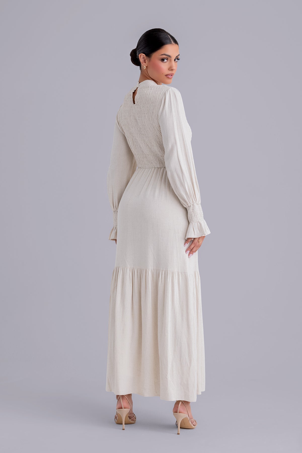 Serena Linen Maxi Dress - Natural Beige