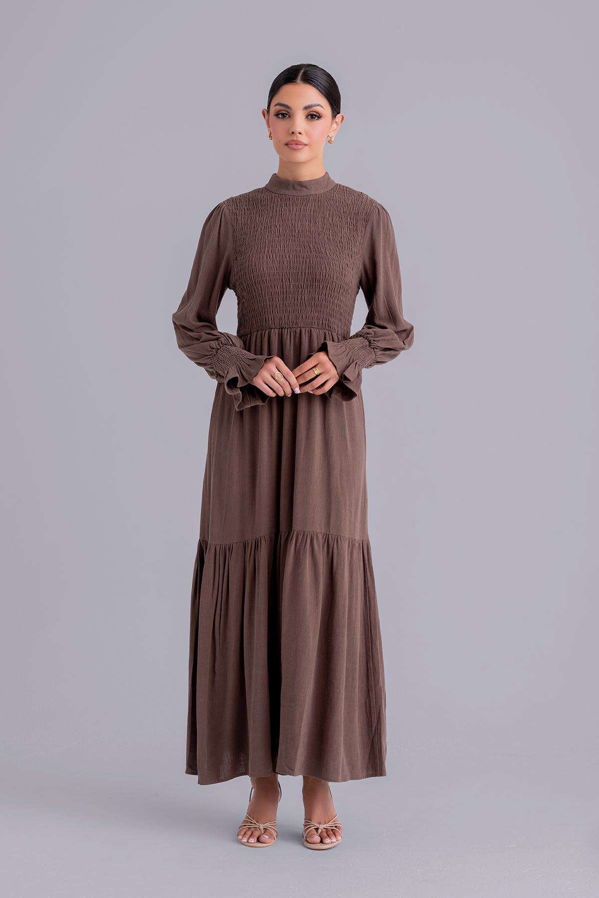 Serena Linen Maxi Dress - Espresso