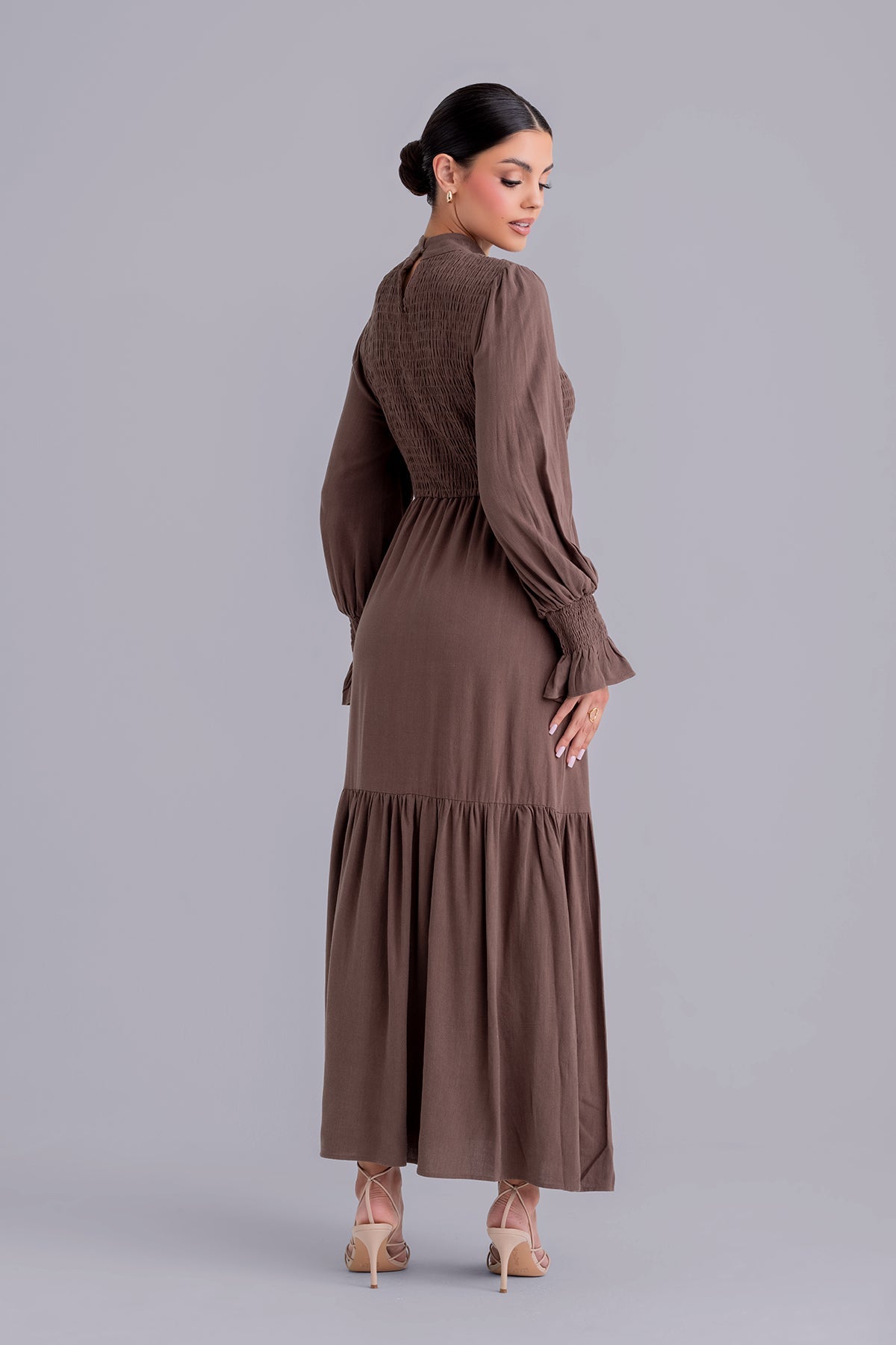 Serena Linen Maxi Dress - Espresso