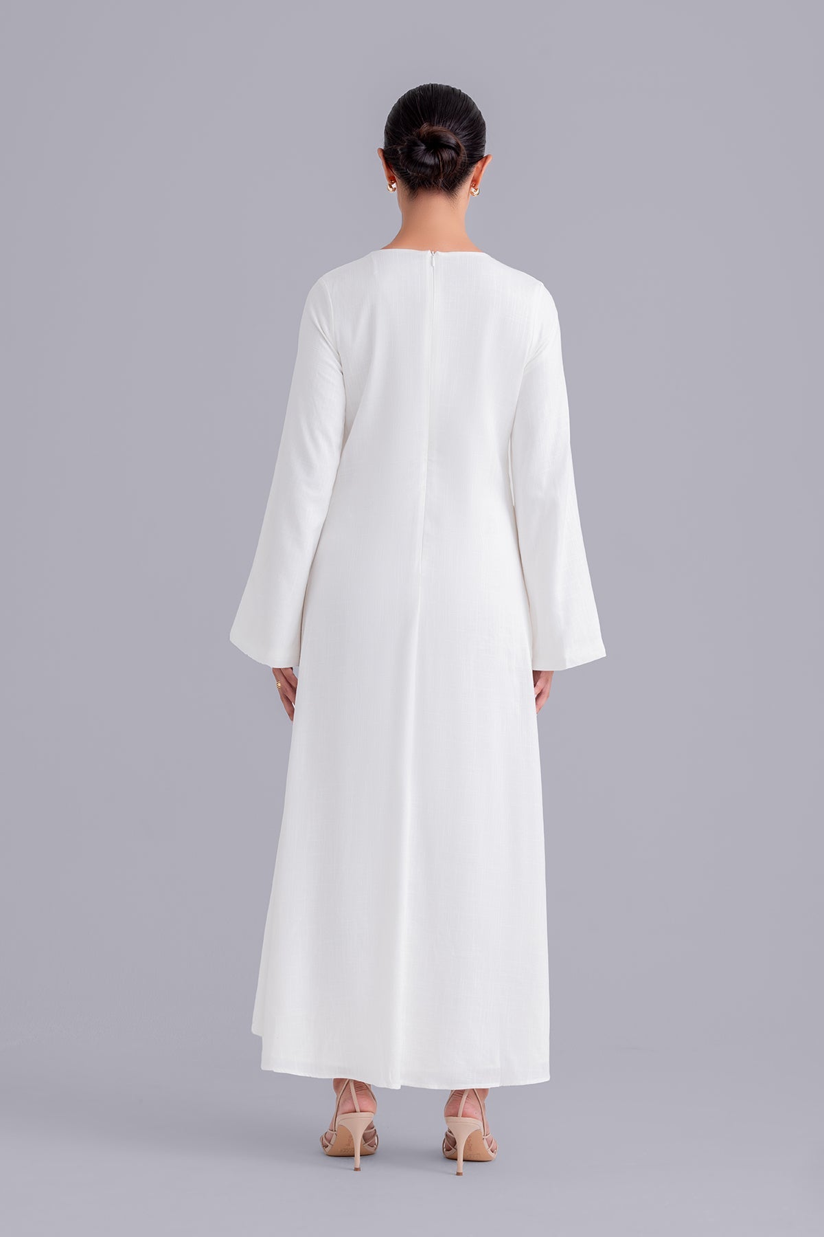 Maryam Tie Waist Linen Maxi Dress - Off White