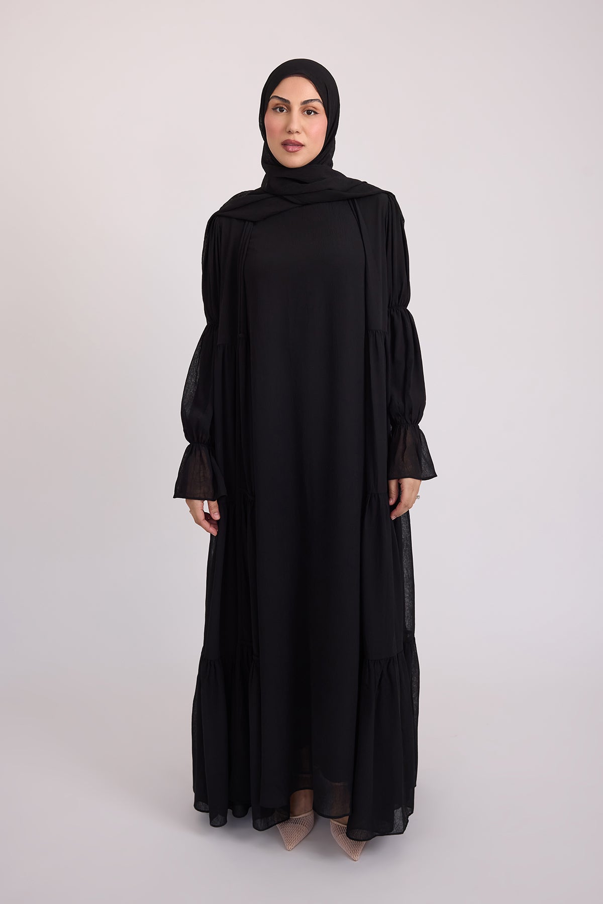 Bohemian Abaya Set - Black