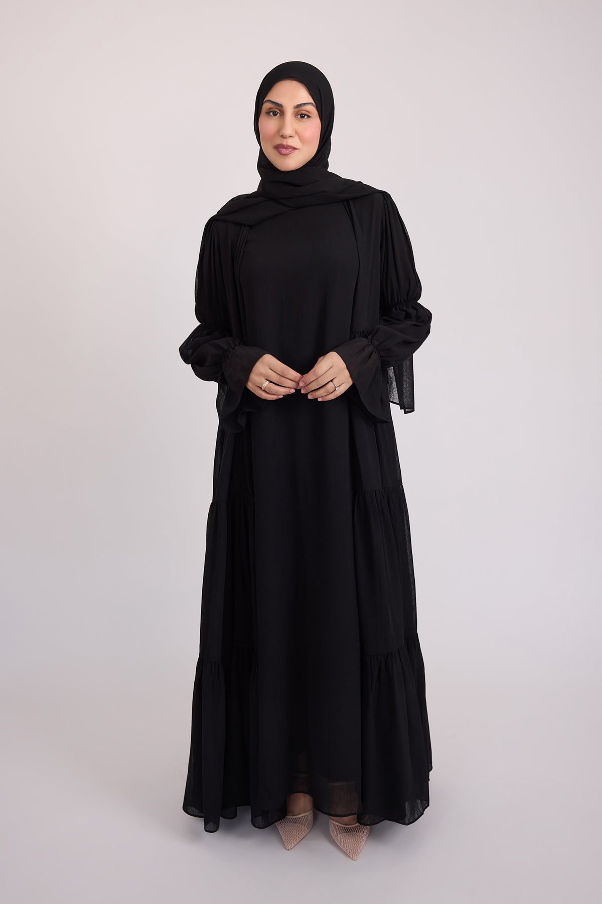 Bohemian Abaya Set - Black