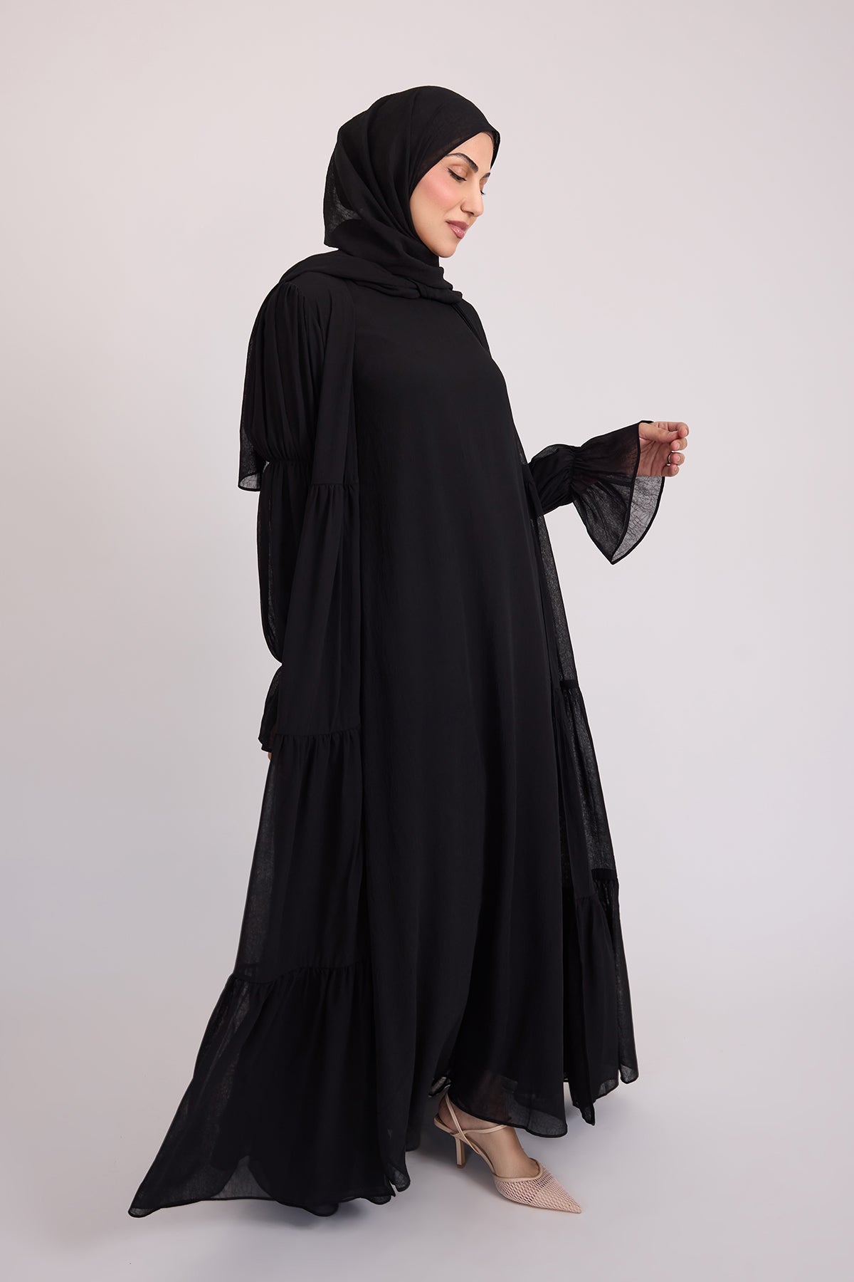 Bohemian Abaya Set - Black