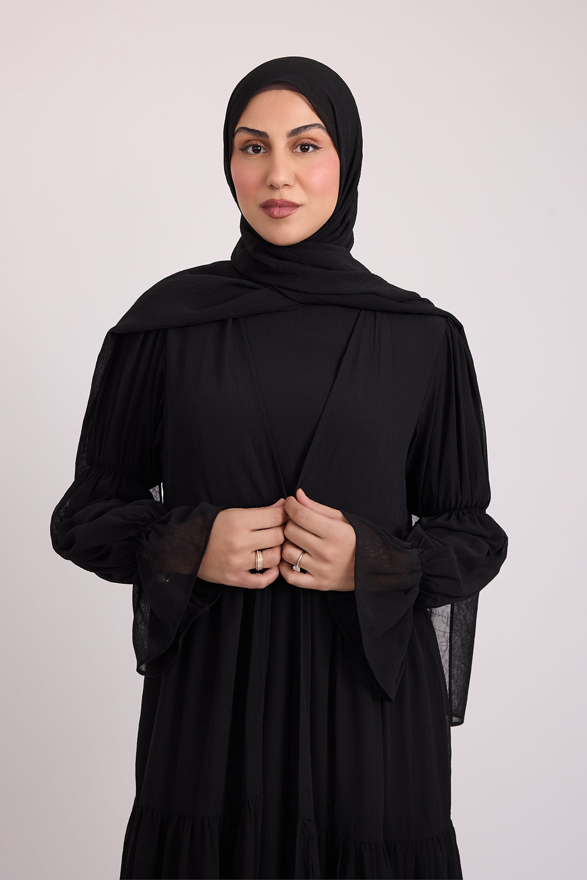 Bohemian Abaya Set - Black