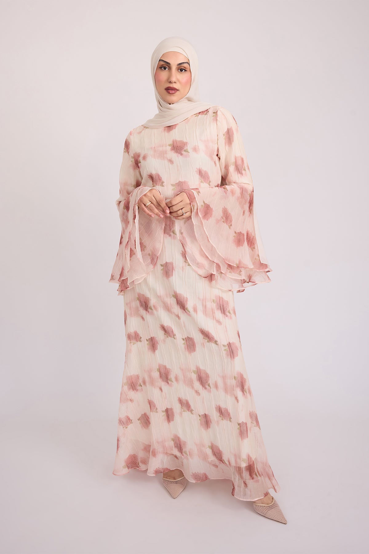 Vivienne Large Ruffle Sleeve Dress - Terra Rose