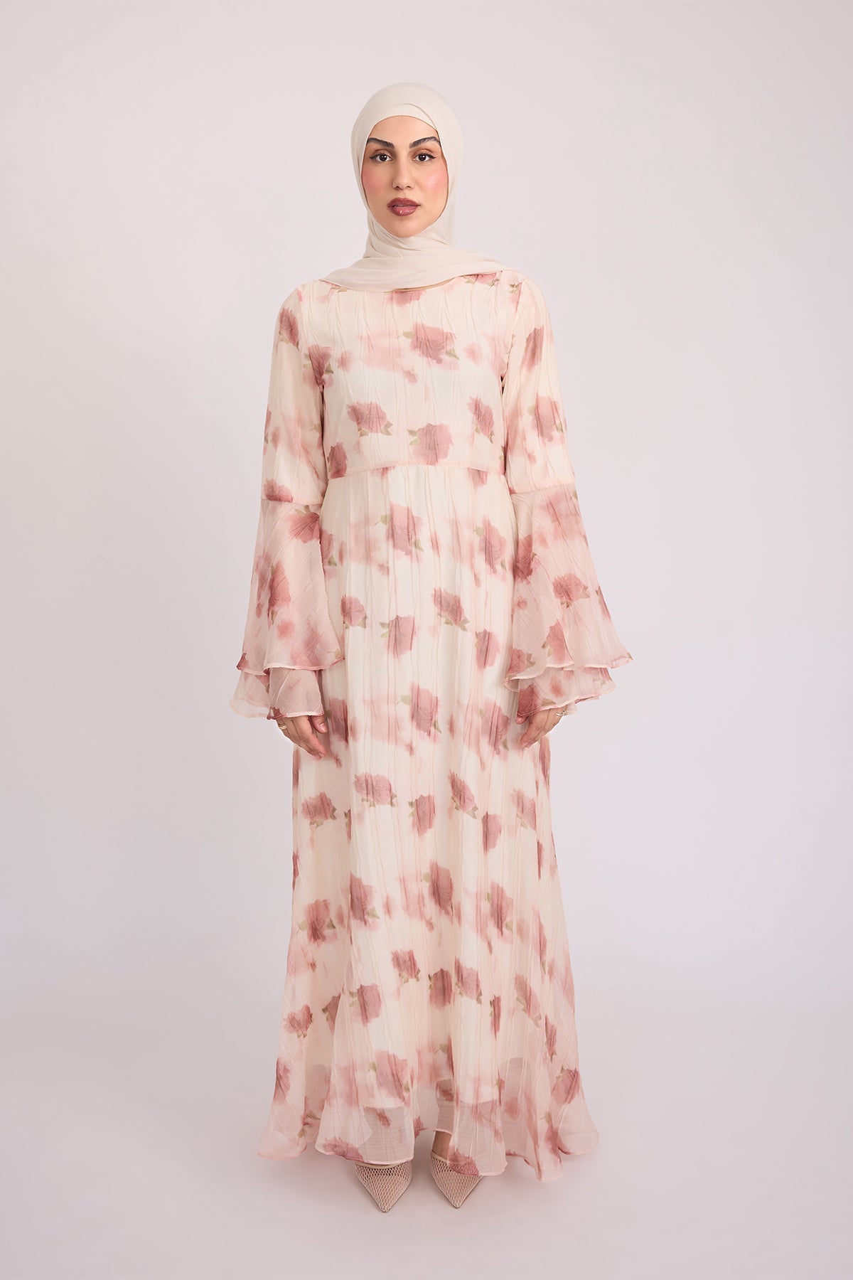 Vivienne Large Ruffle Sleeve Dress - Terra Rose