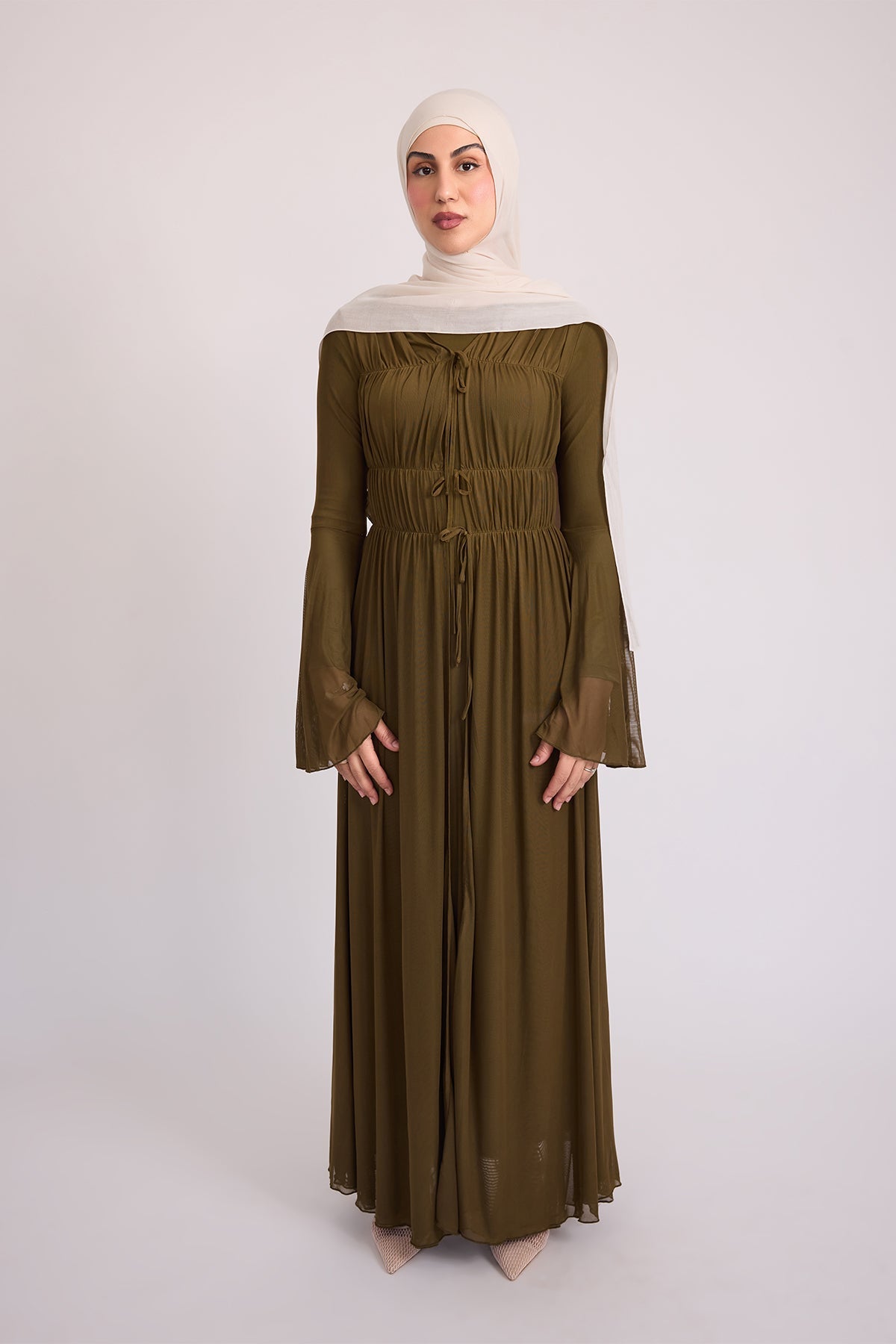 Hanadi Mesh Maxi Dress - Olive