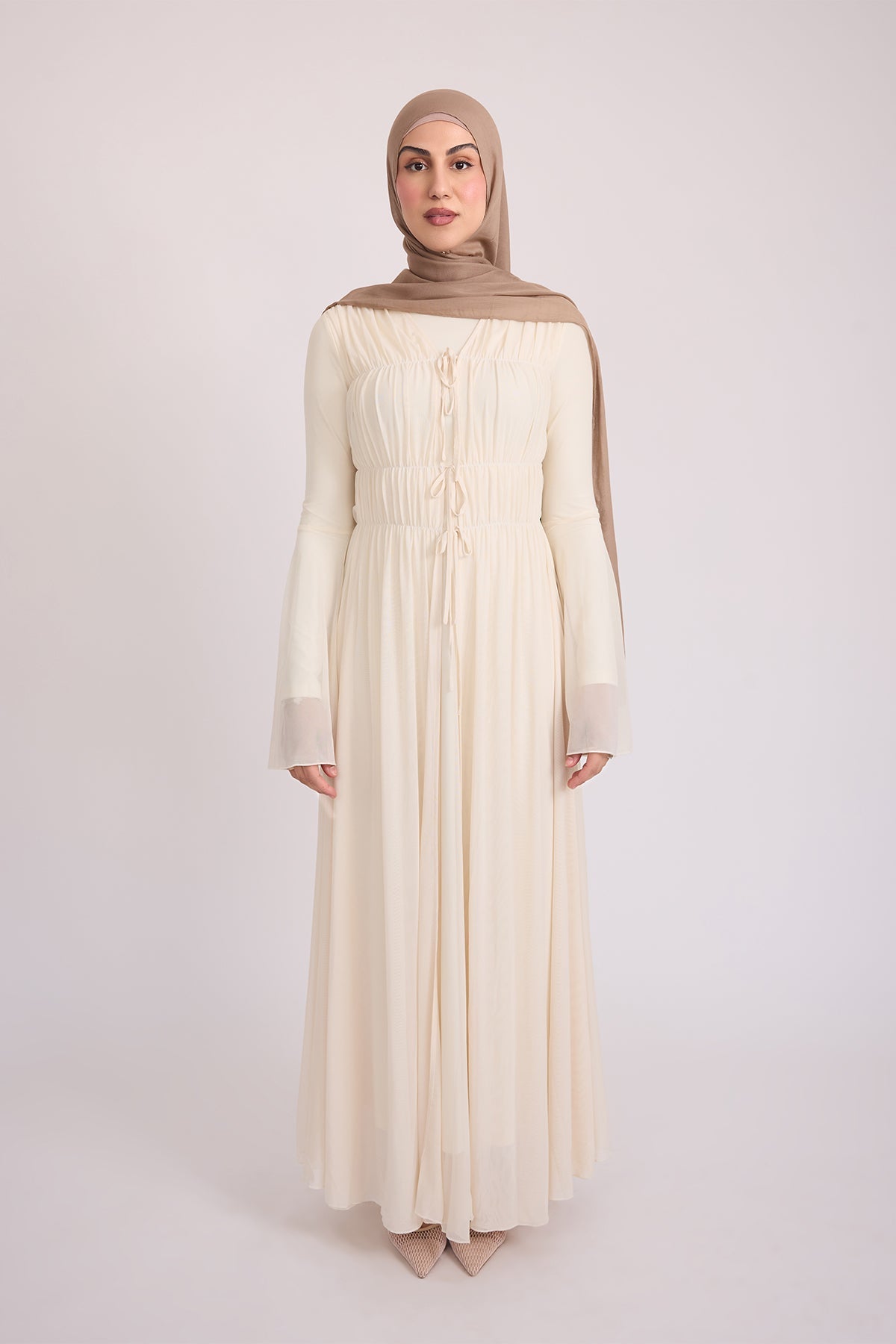 Hanadi Mesh Maxi Dress - Cream